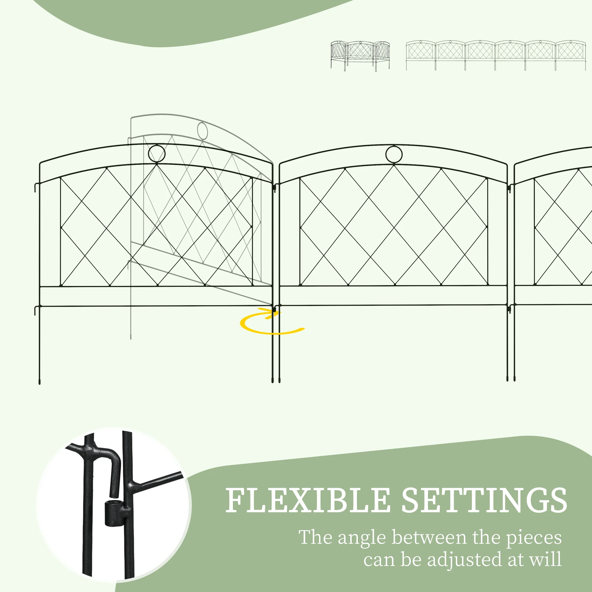 Outsunny 6PCs Decorative Garden Fencing 24in x 12ft Metal Border Edging - Image 4