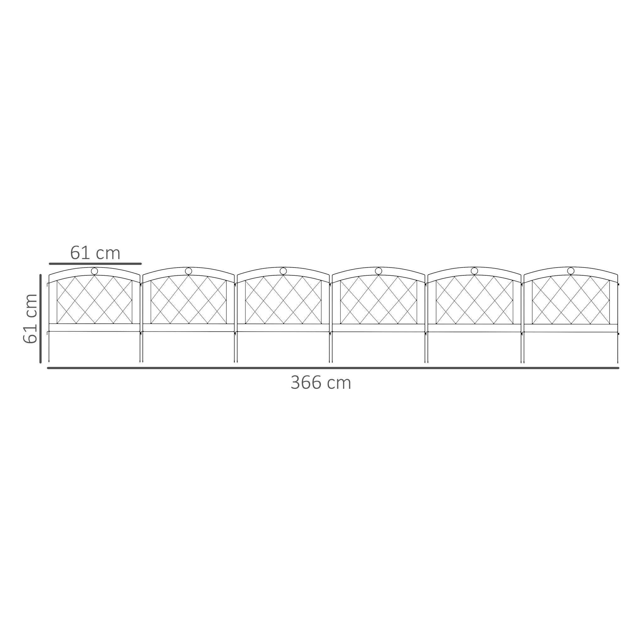 Outsunny 6PCs Decorative Garden Fencing 24in x 12ft Metal Border Edging - Image 5