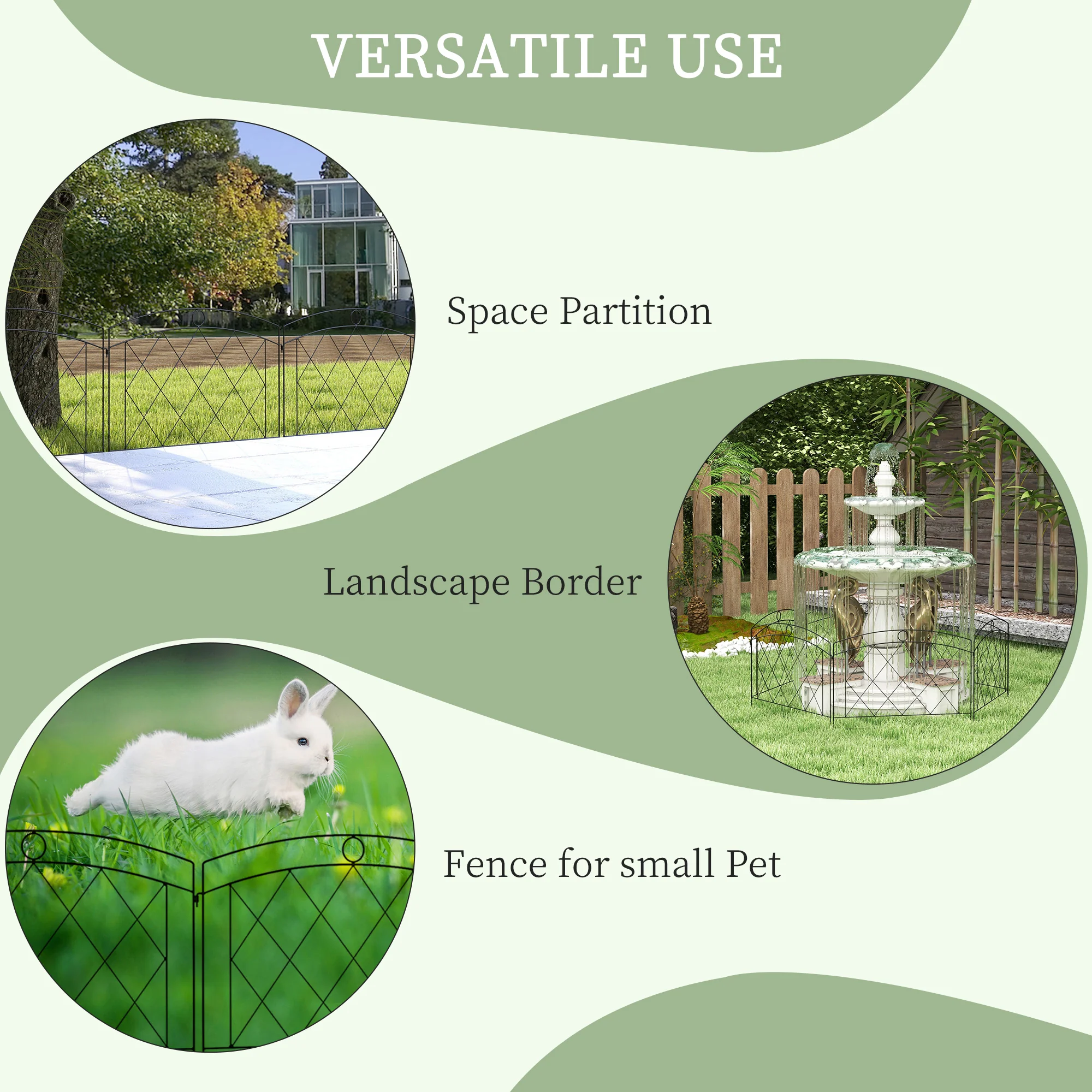 Outsunny 6PCs Decorative Garden Fencing 24in x 12ft Metal Border Edging - Image 6