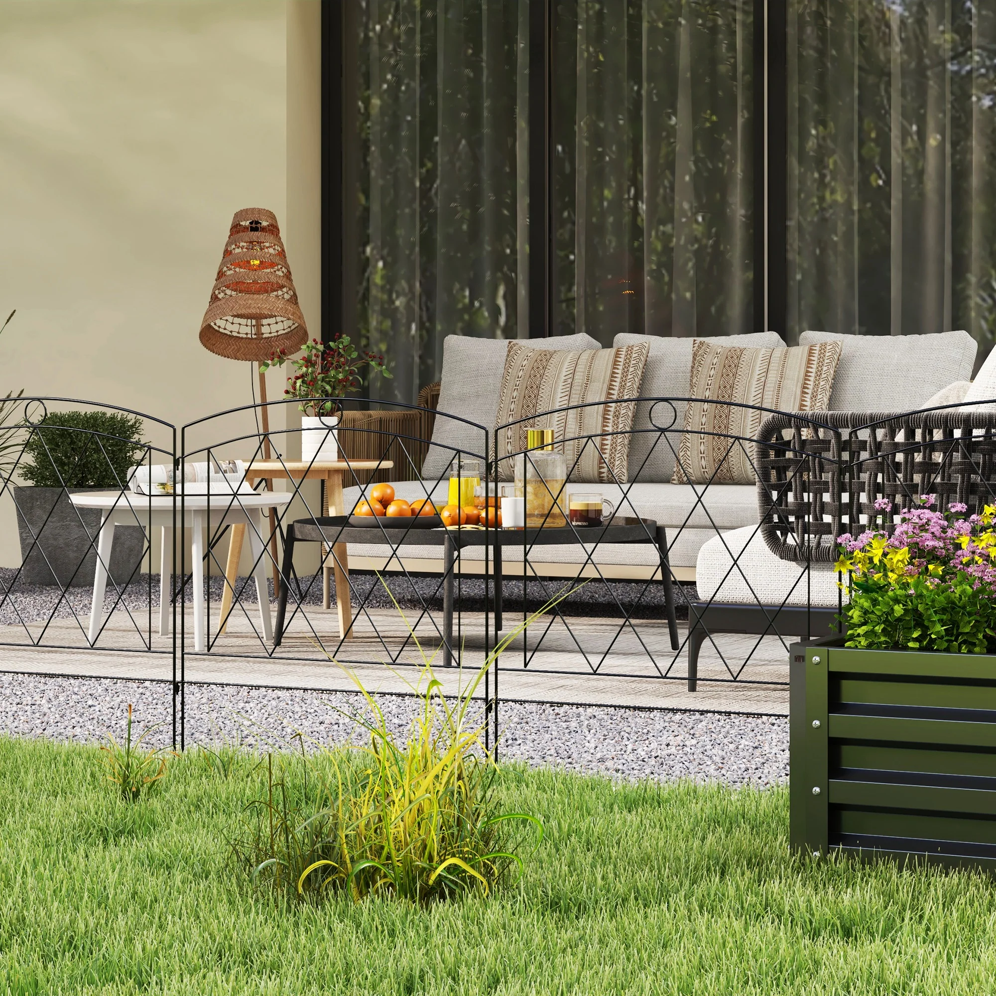 Outsunny 6PCs Decorative Garden Fencing 24in x 12ft Metal Border Edging - Image 7