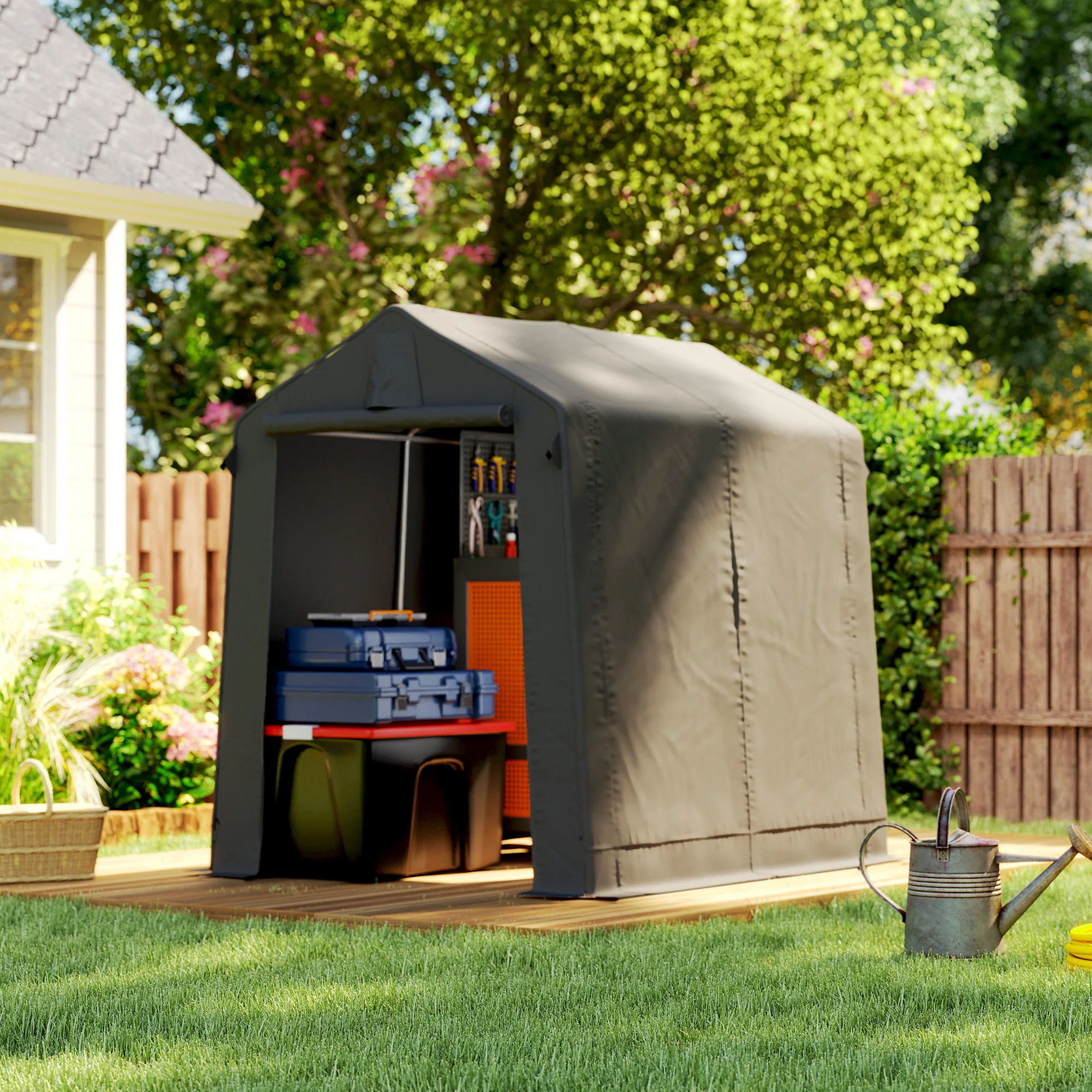 Outsunny 7.5 X 6.2 Ft Outdoor Garden Storage Shed, Waterproof Bike Tent - Image 2