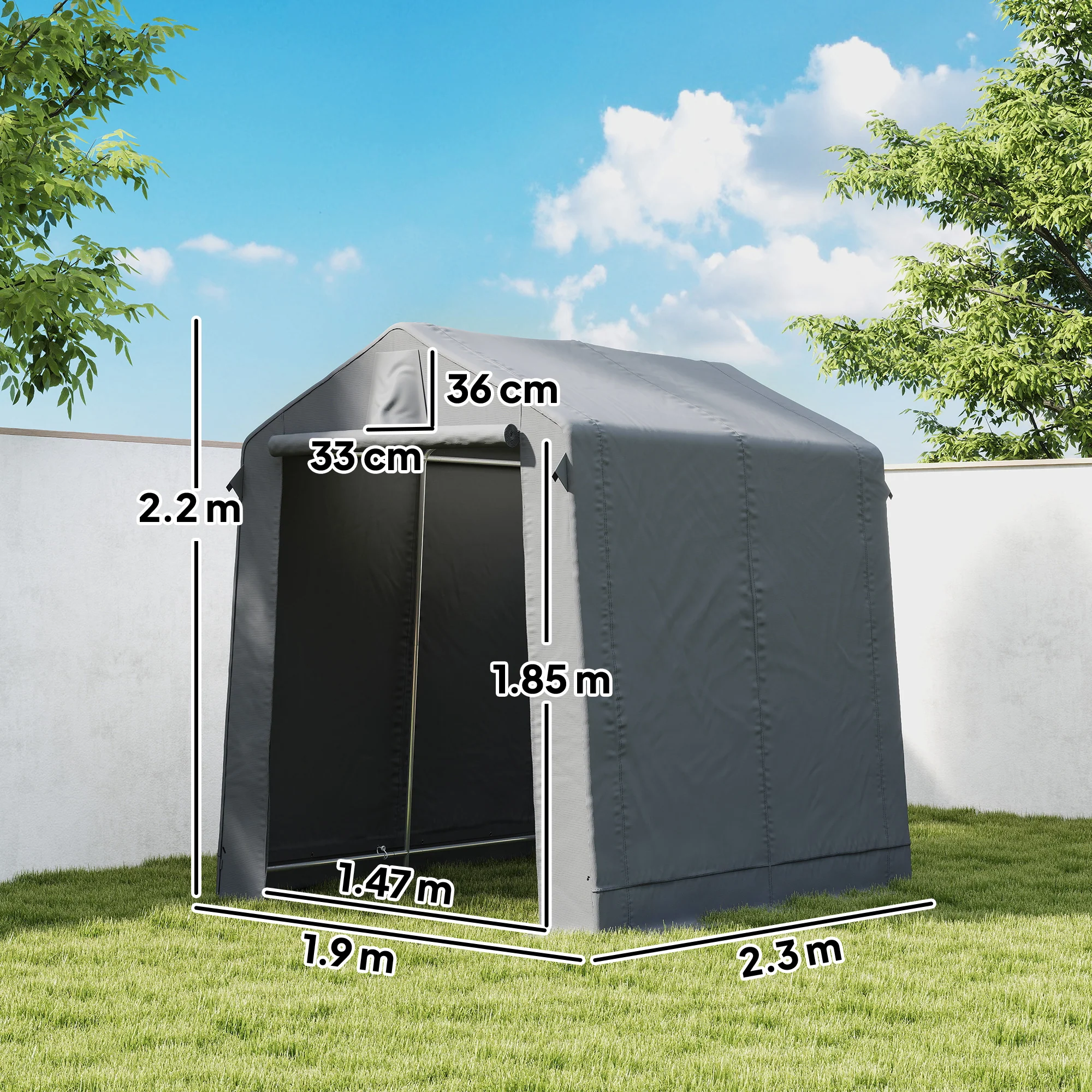 Outsunny 7.5 X 6.2 Ft Outdoor Garden Storage Shed, Waterproof Bike Tent - Image 3