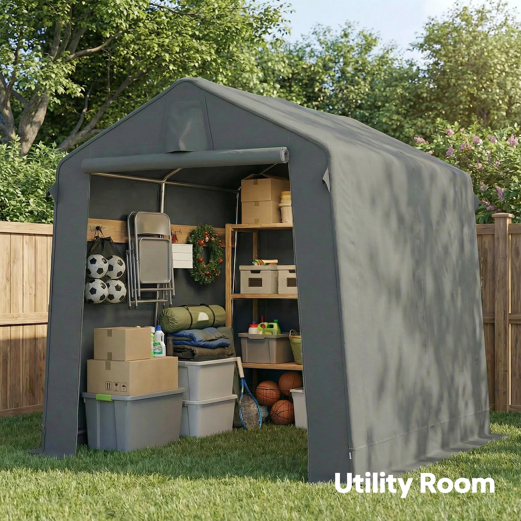 Outsunny 7.5 X 6.2 Ft Outdoor Garden Storage Shed, Waterproof Bike Tent - Image 8