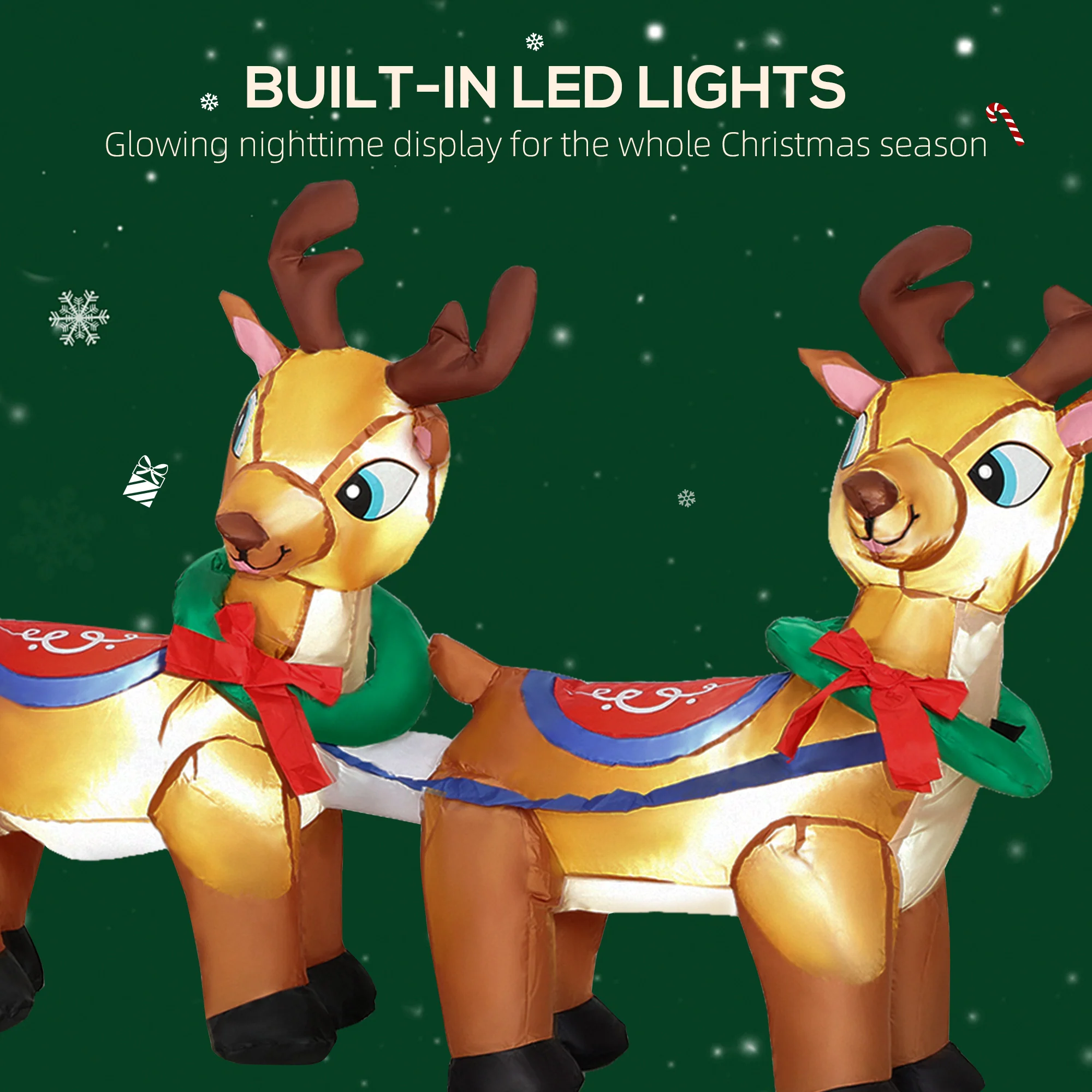 Outsunny 7.9ft Christmas Inflatable Santa on Sleigh, Blow Up Decoration - Image 4