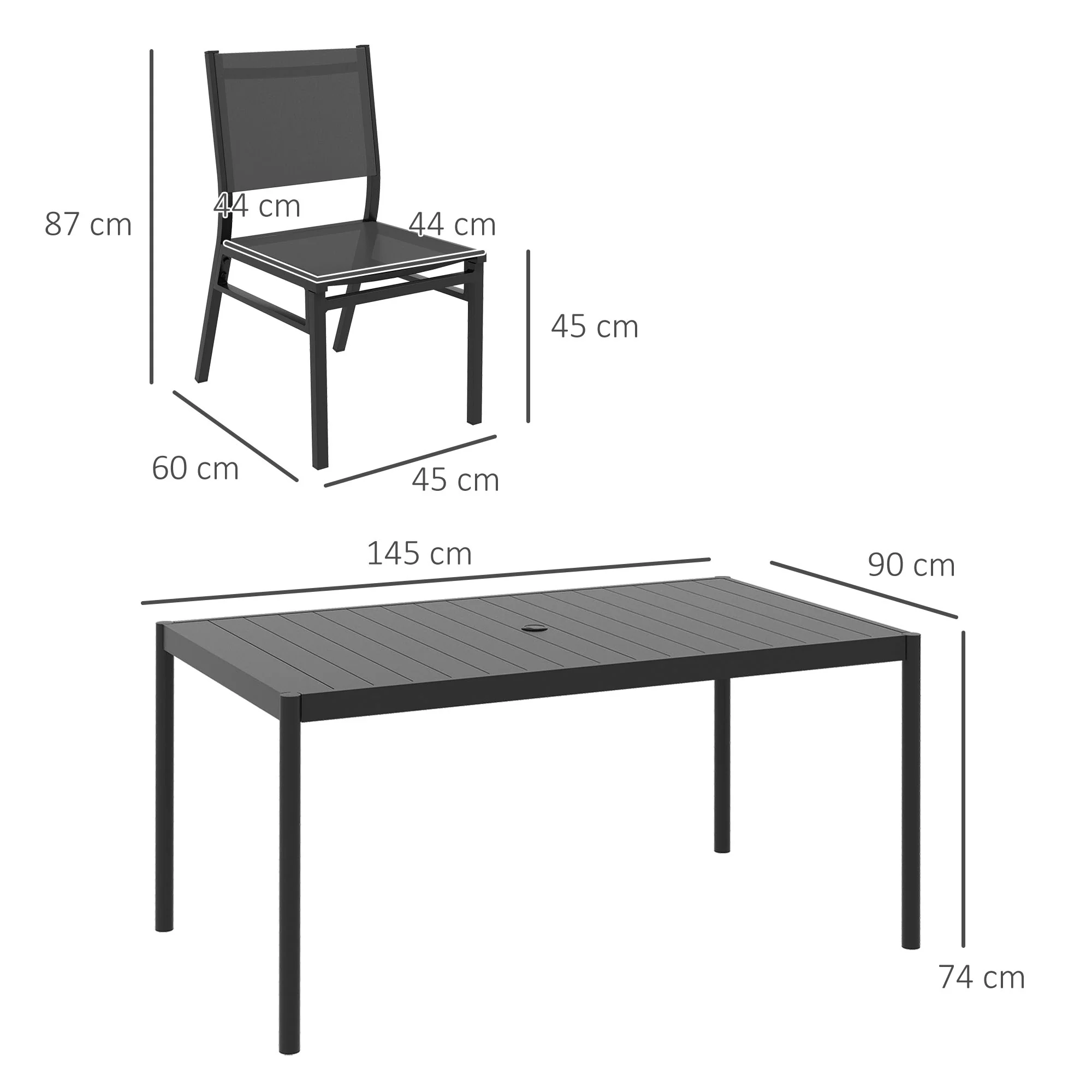 Outsunny 7 Piece Garden Dining Set with Breathable Mesh Seat, Aluminium Top - Image 5