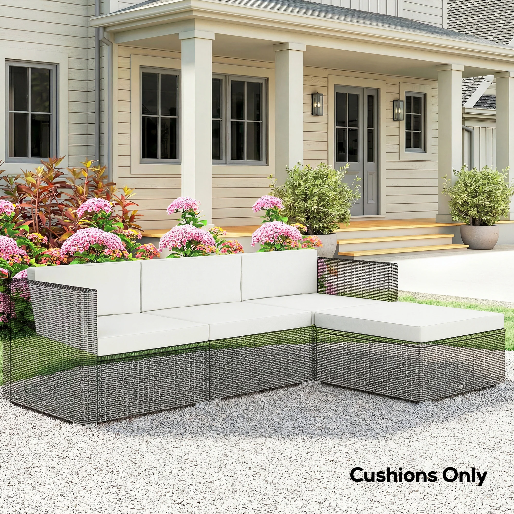 Outsunny 7-Piece Patio Furniture Cushions Water-Repellent 60x60cm, Cream - Image 2