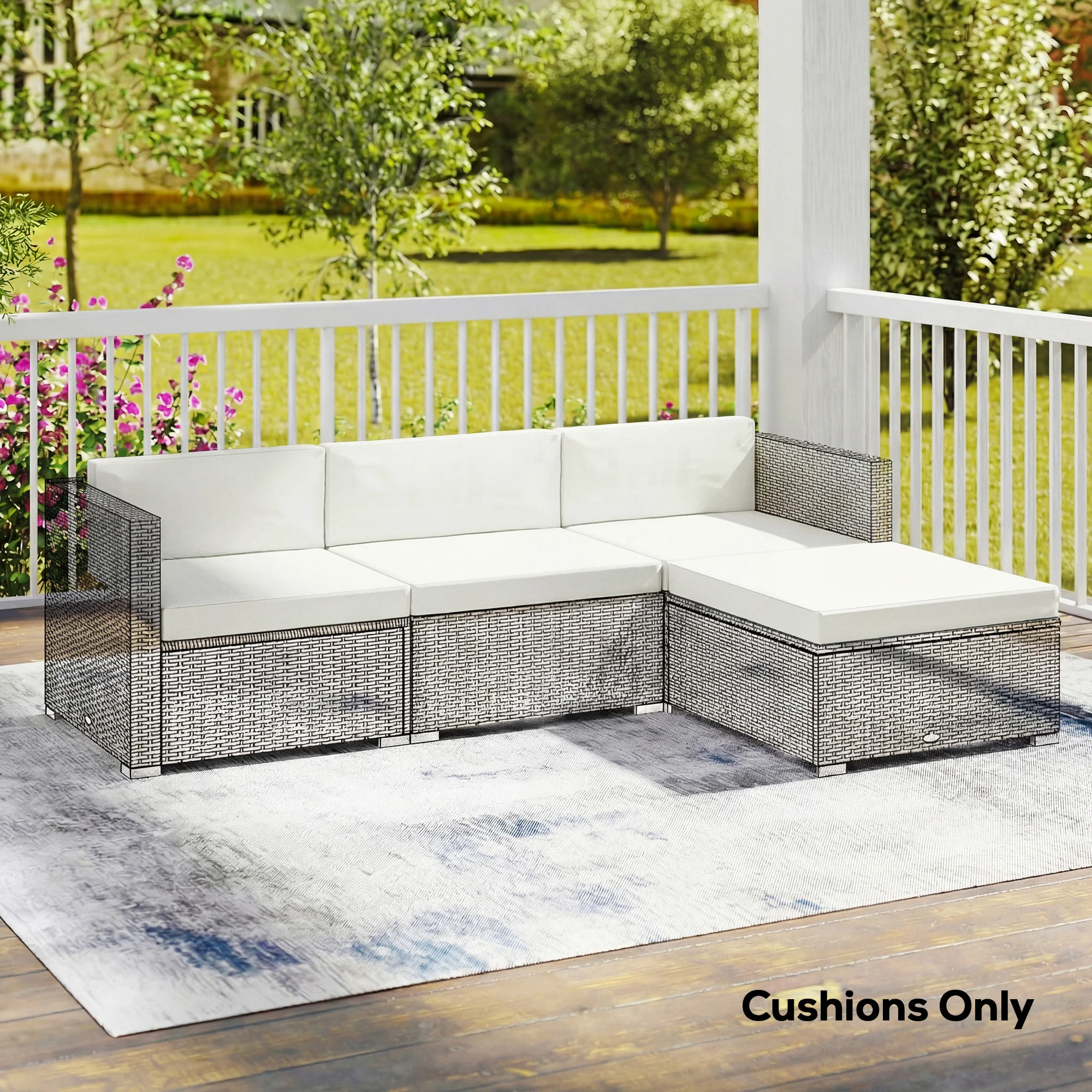 Outsunny 7-Piece Patio Furniture Cushions Water-Repellent 60x60cm, Cream - Image 8