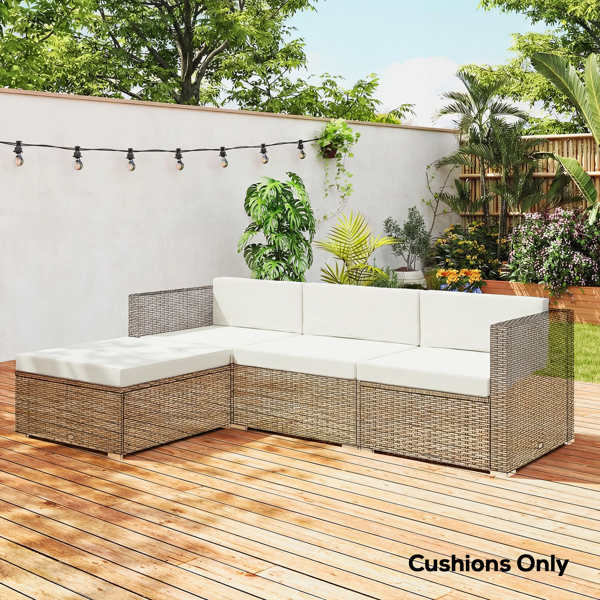 Outsunny 7-Piece Patio Furniture Cushions Water-Repellent 60x60cm, Cream - Image 9