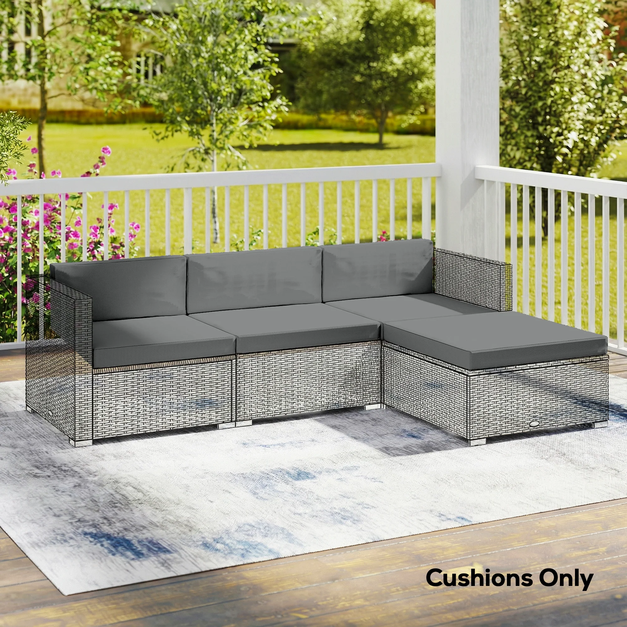 Outsunny 7-Piece Patio Furniture Cushions Water-Repellent 60x60cm, Dark Grey - Image 8
