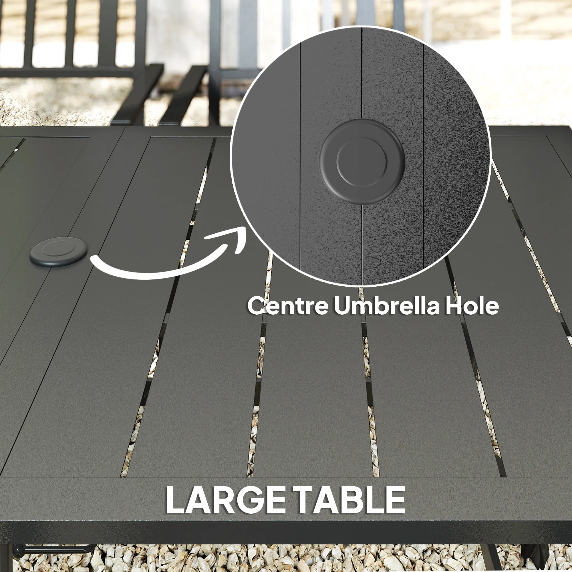 Outsunny 7 Pieces Patio Dining Set With Umbrella Hole, For Poolside, Garden - Image 4