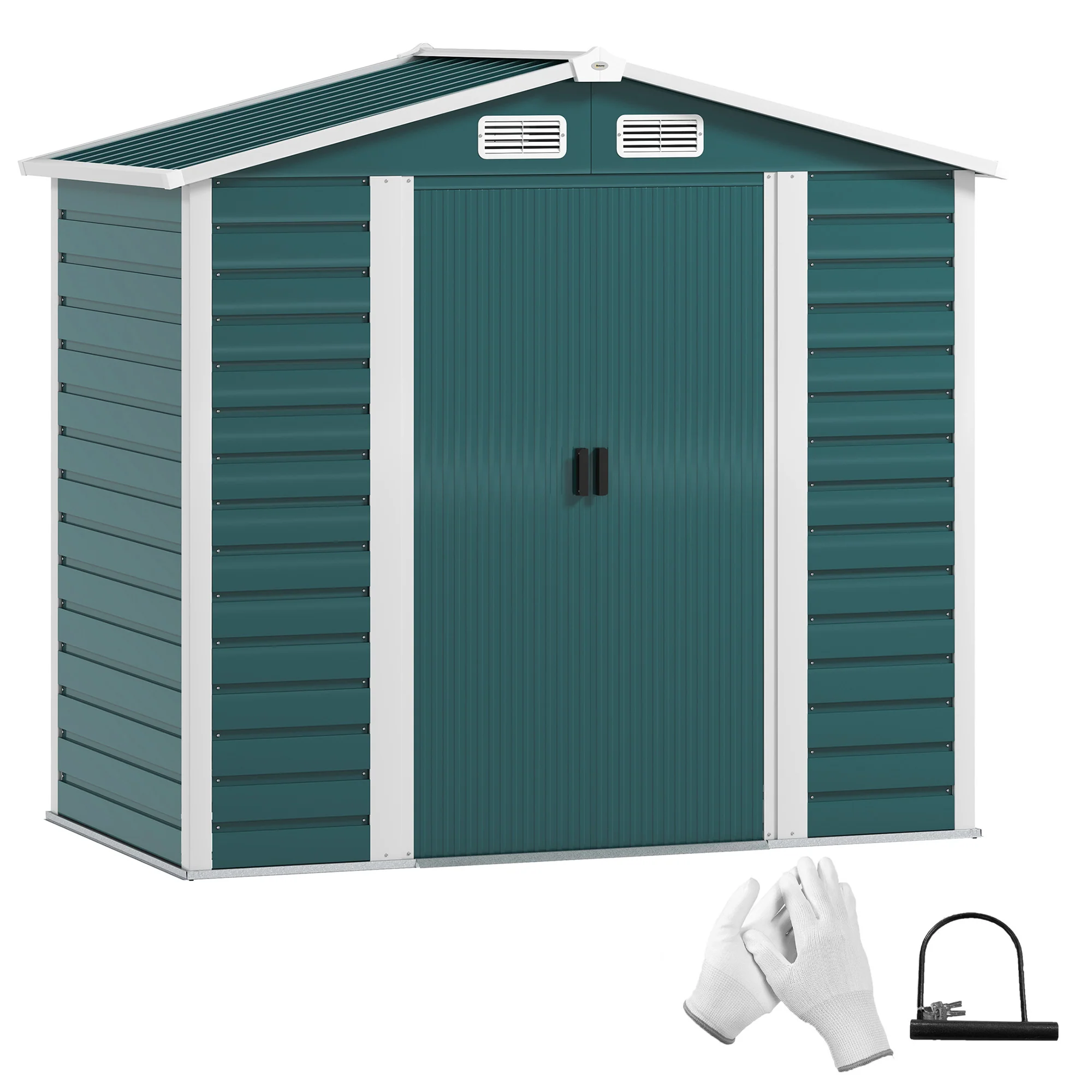 Outsunny 7 x 4ft Upgraded Metal Shed with Lock, Easy to Assemble