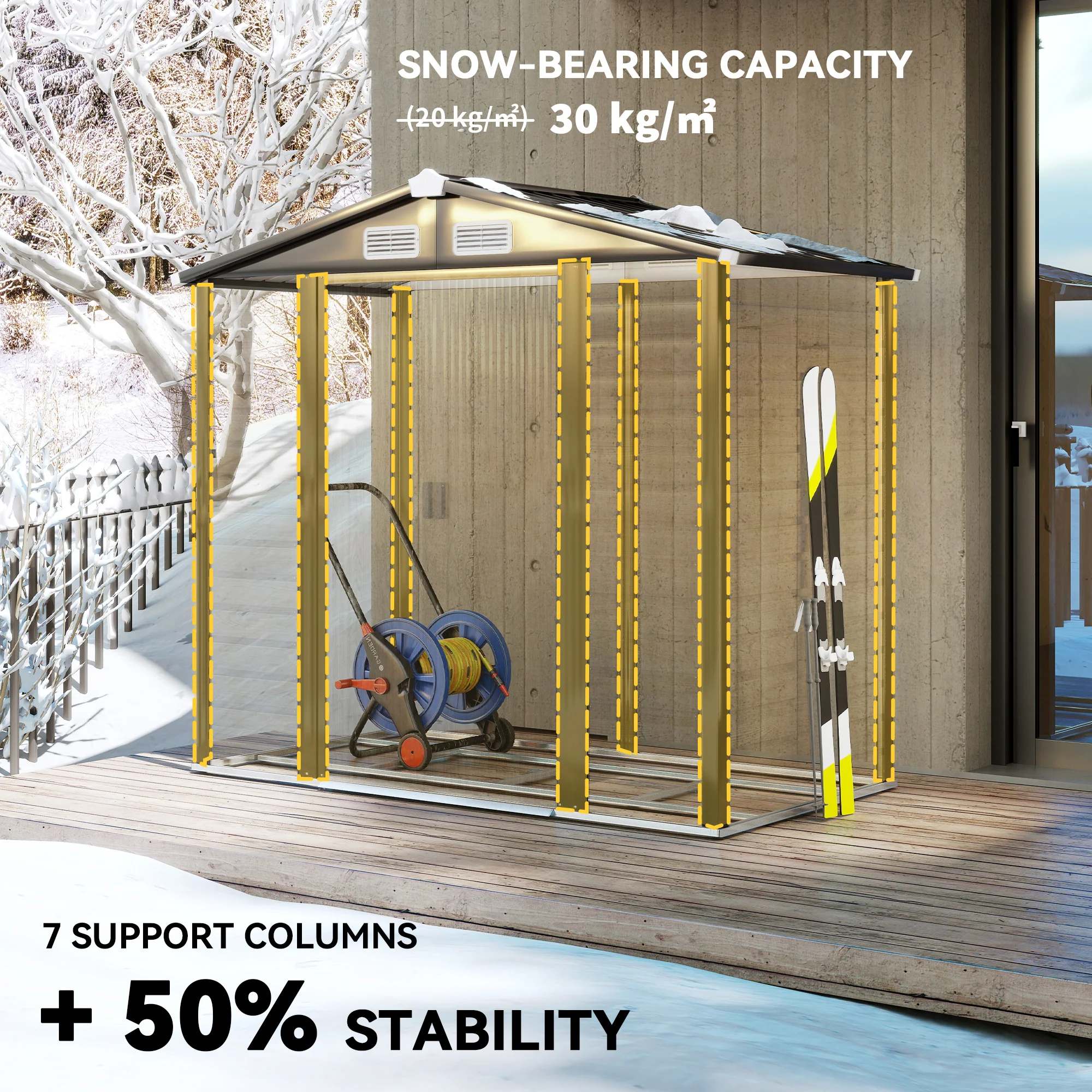 Outsunny 7 X 4ft Upgraded Metal Shed With Lock, Easy To Assemble, Natural - Image 4