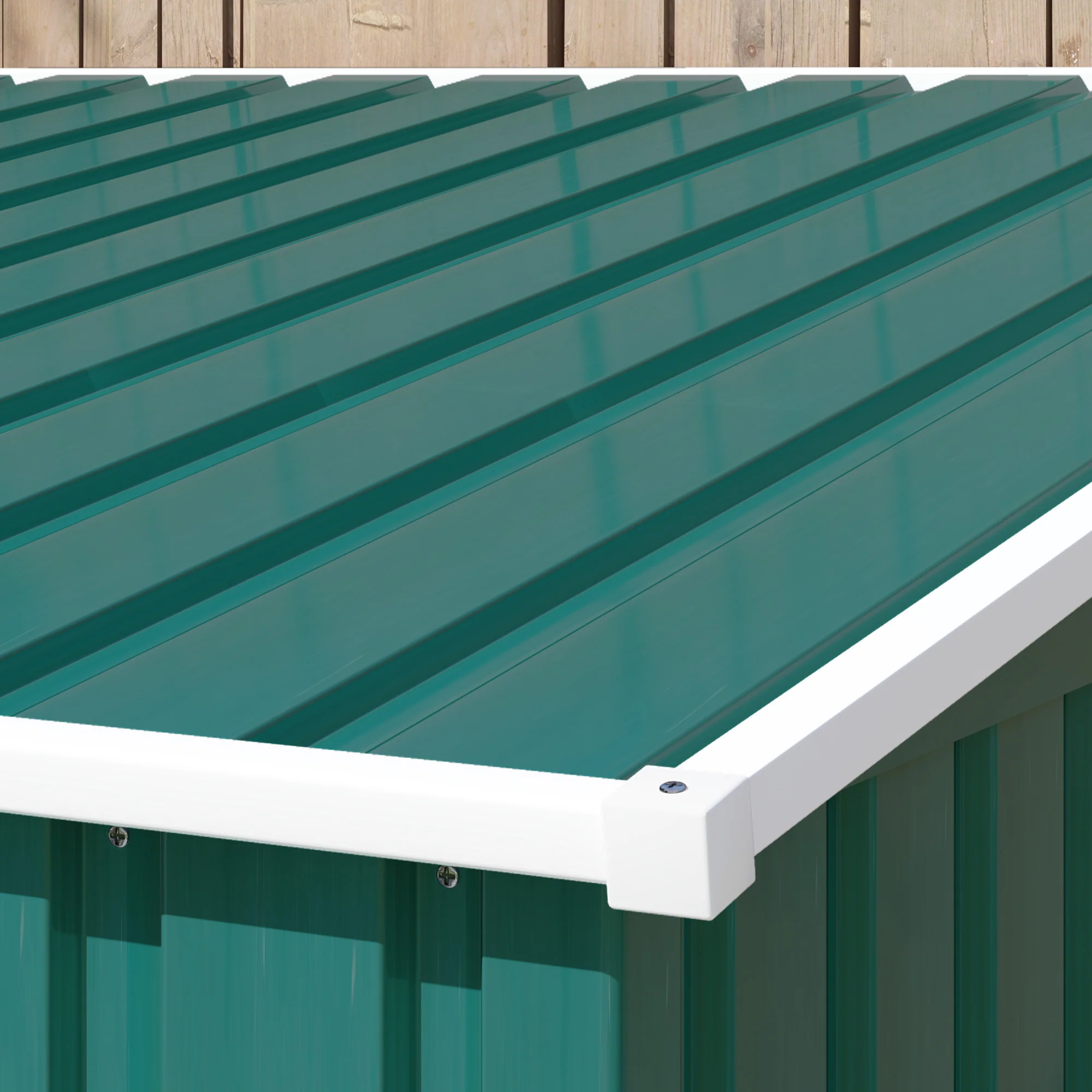Outsunny 7 x 5FT Garden Shed w/ Foundation Lean to Metal Tool Shed Green - Image 8