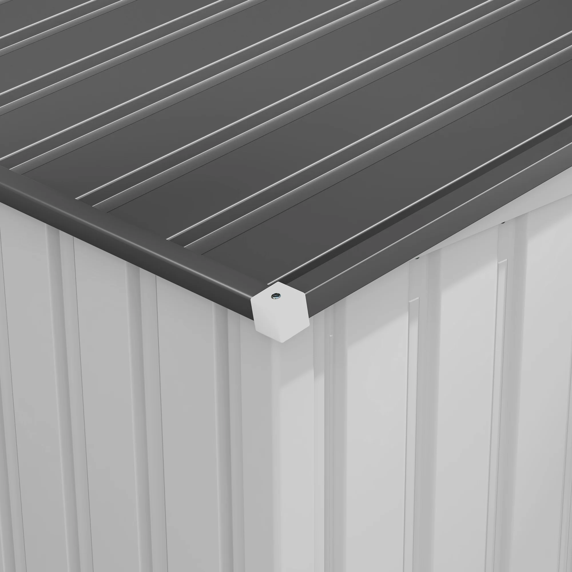 Outsunny 7 x 5FT Garden Shed w/ Foundation Lean to Metal Tool Shed White - Image 9