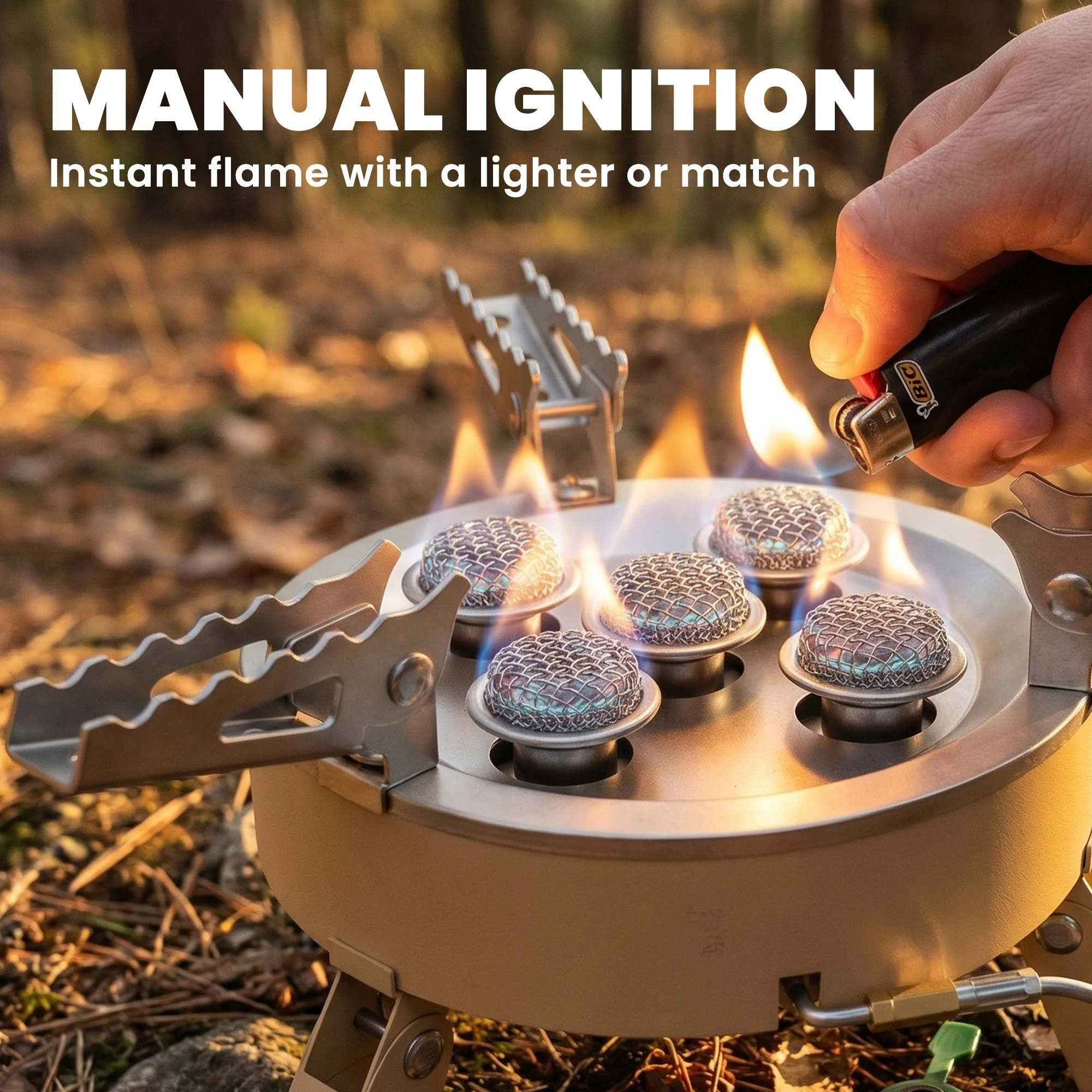 Outsunny 7000W Camping Stove With Piezo Ignition, High Power Gas Stove Khaki - Image 4