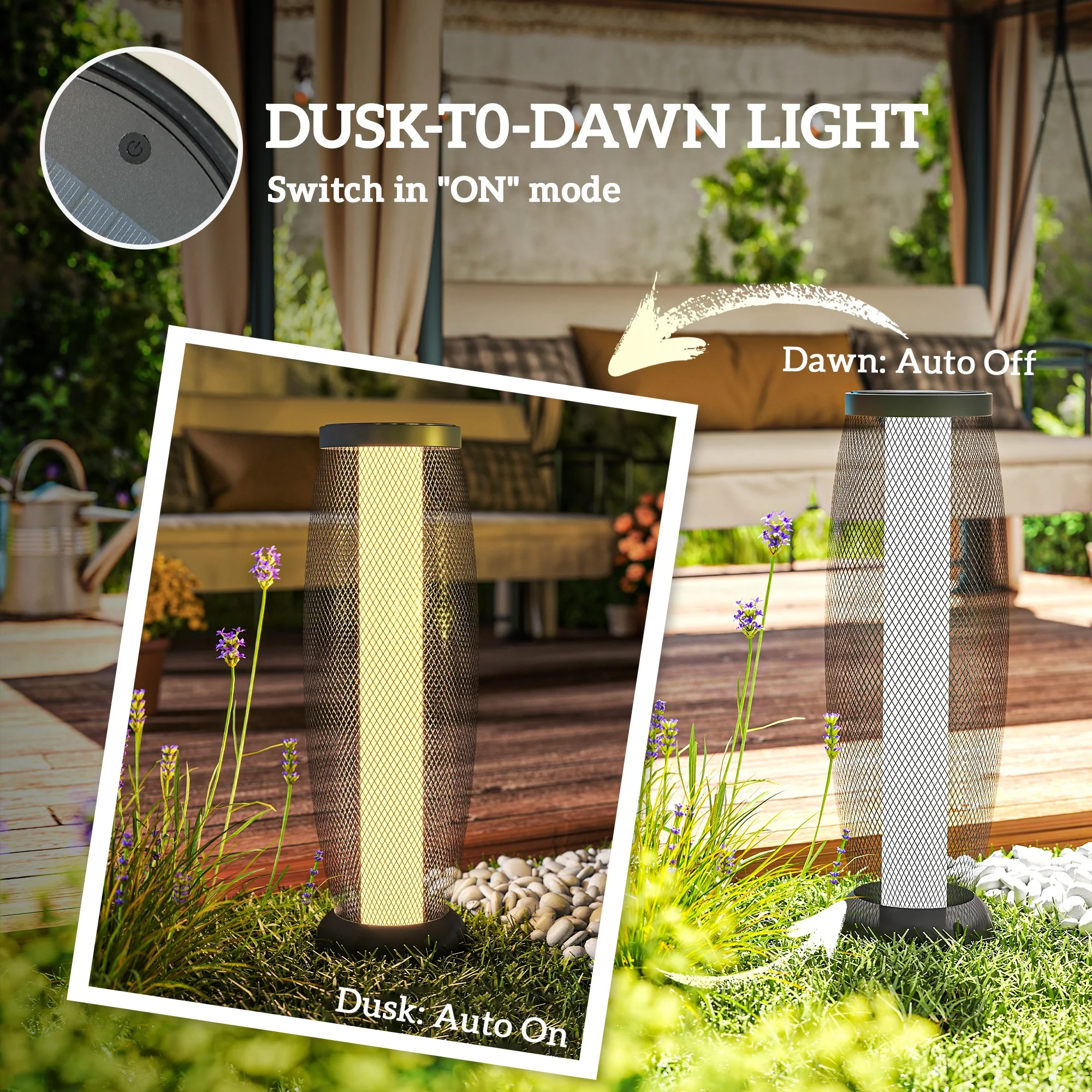 Outsunny 71.5 Cm Garden Solar Lamp, Metal Floor Lamp With Auto On/Off LED - Image 4