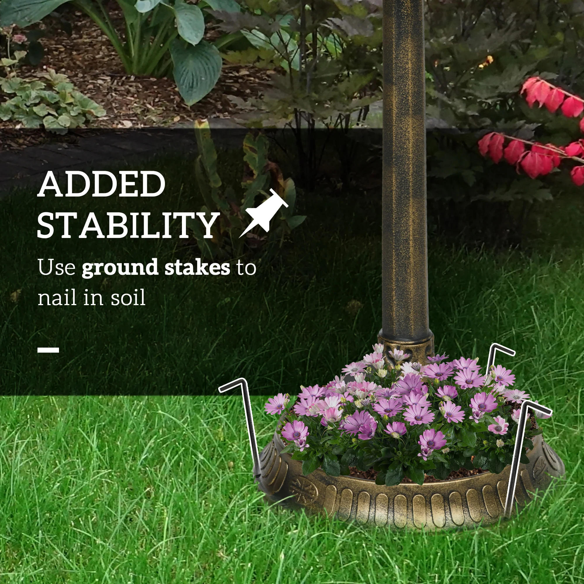 Outsunny 72cm Tall Bird Bath With Bird Decoration For Garden, Bronze Tone - Image 7