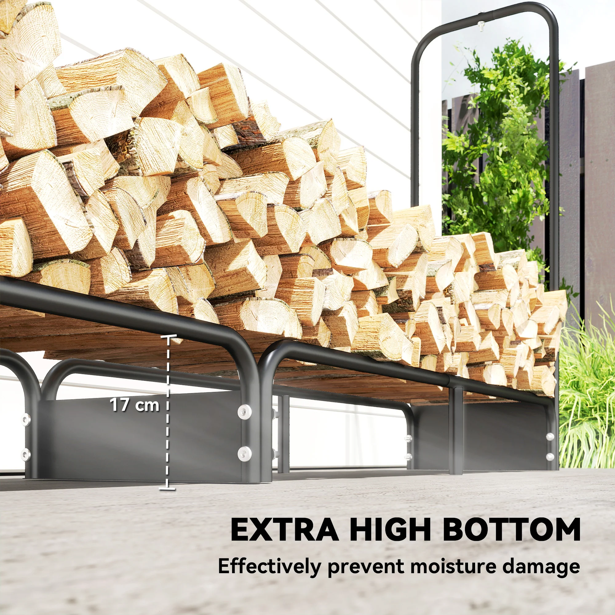 Outsunny 8.5ft Firewood Rack, Log Storage Holder with Waterproof Cover - Image 6