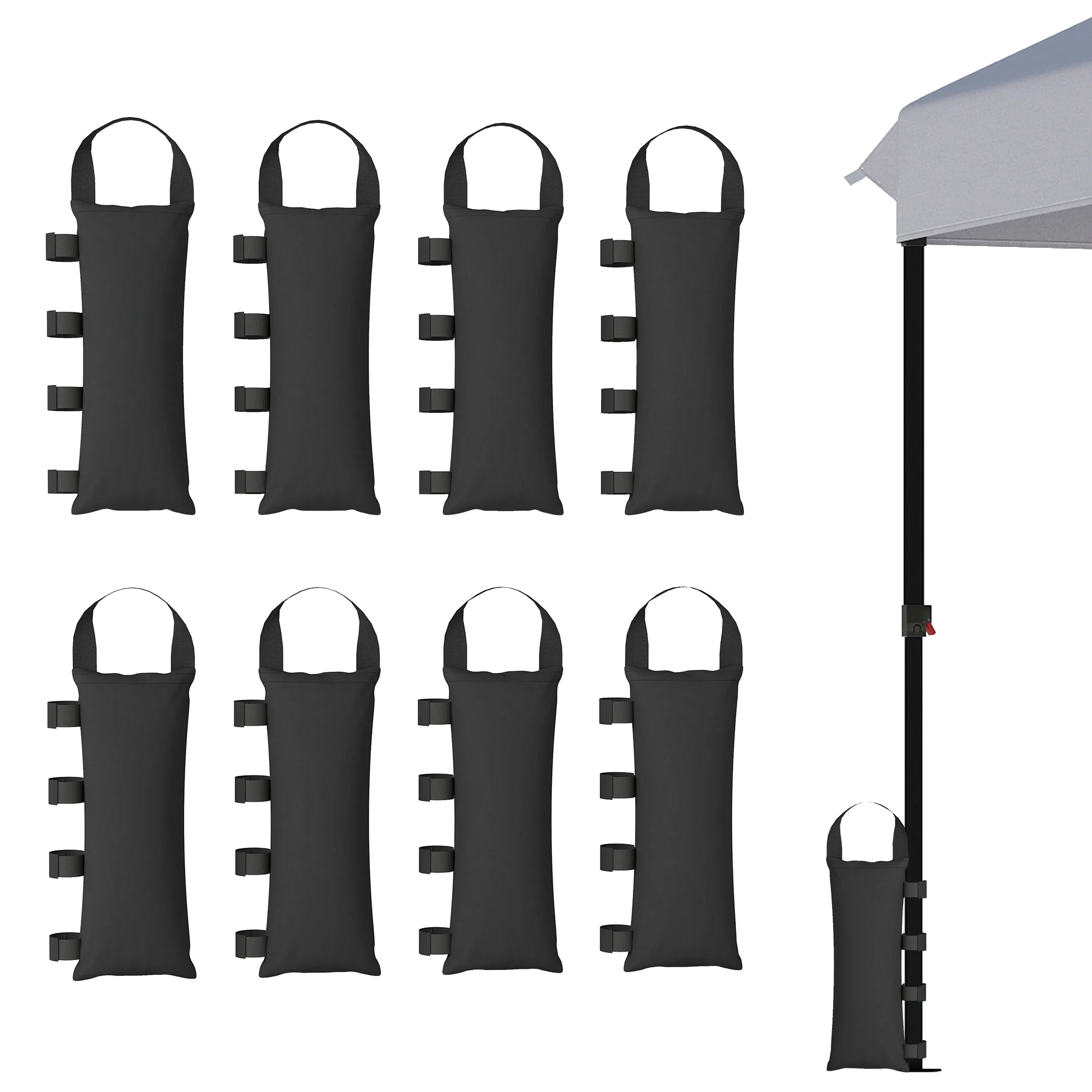 Outsunny 8 Pack Gazebo Sand Weights Bags, 40 Kg Heavy Duty Sandbags, Black
