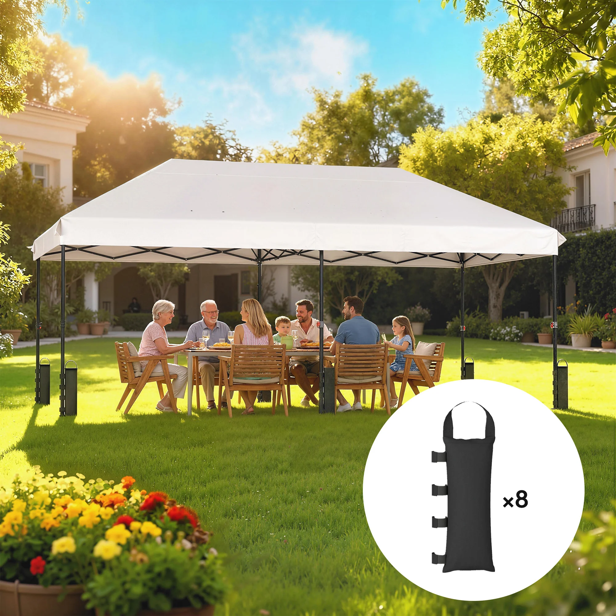 Outsunny 8 Pack Gazebo Sand Weights Bags, 40 Kg Heavy Duty Sandbags, Black - Image 2