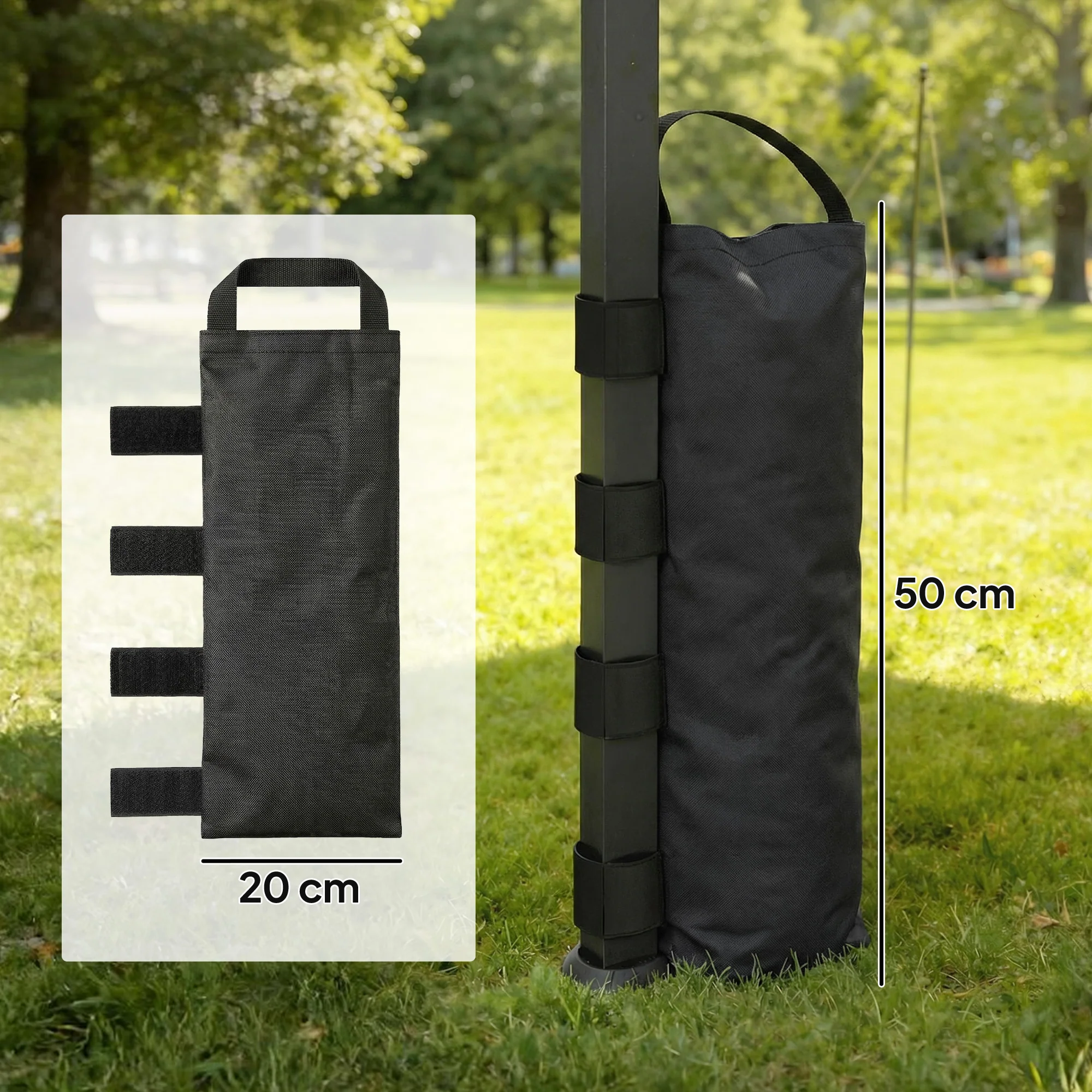 Outsunny 8 Pack Gazebo Sand Weights Bags, 40 Kg Heavy Duty Sandbags, Black - Image 3