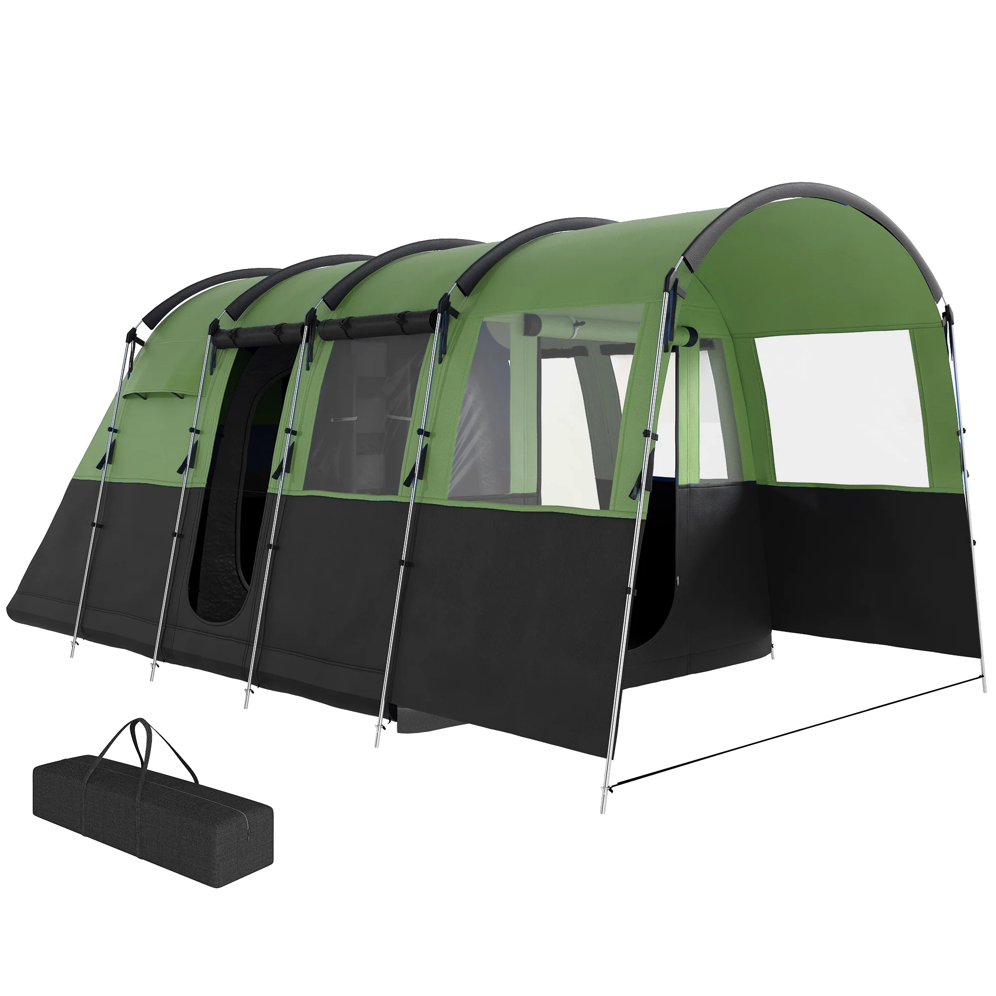 Outsunny 8-Person Camping Tent Tunnel Design With 4 Large Windows - Blue/Green - Image 10