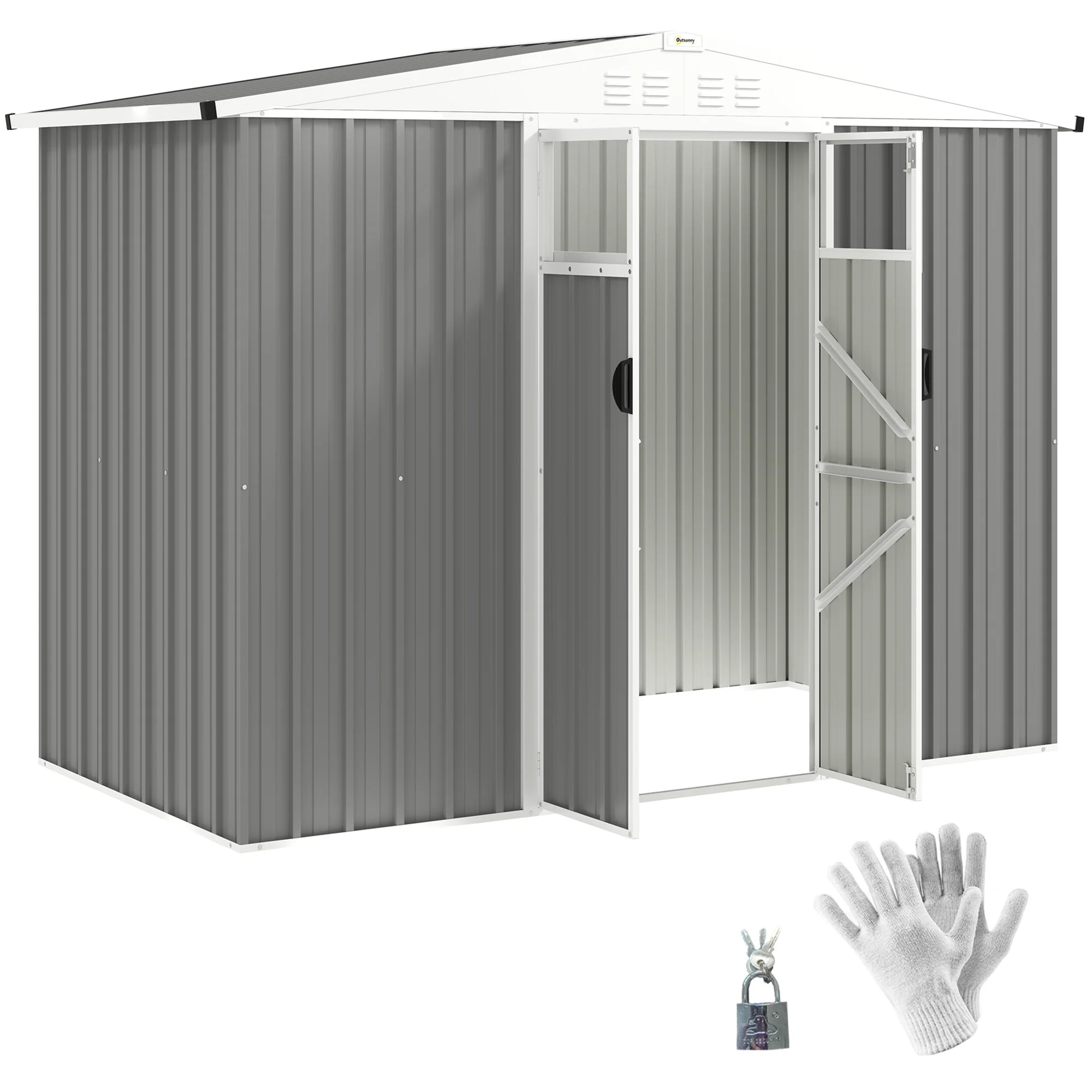 Outsunny 8 x 4 ft Garden Storage Shed, Outdoor Metal Shed - Image 10