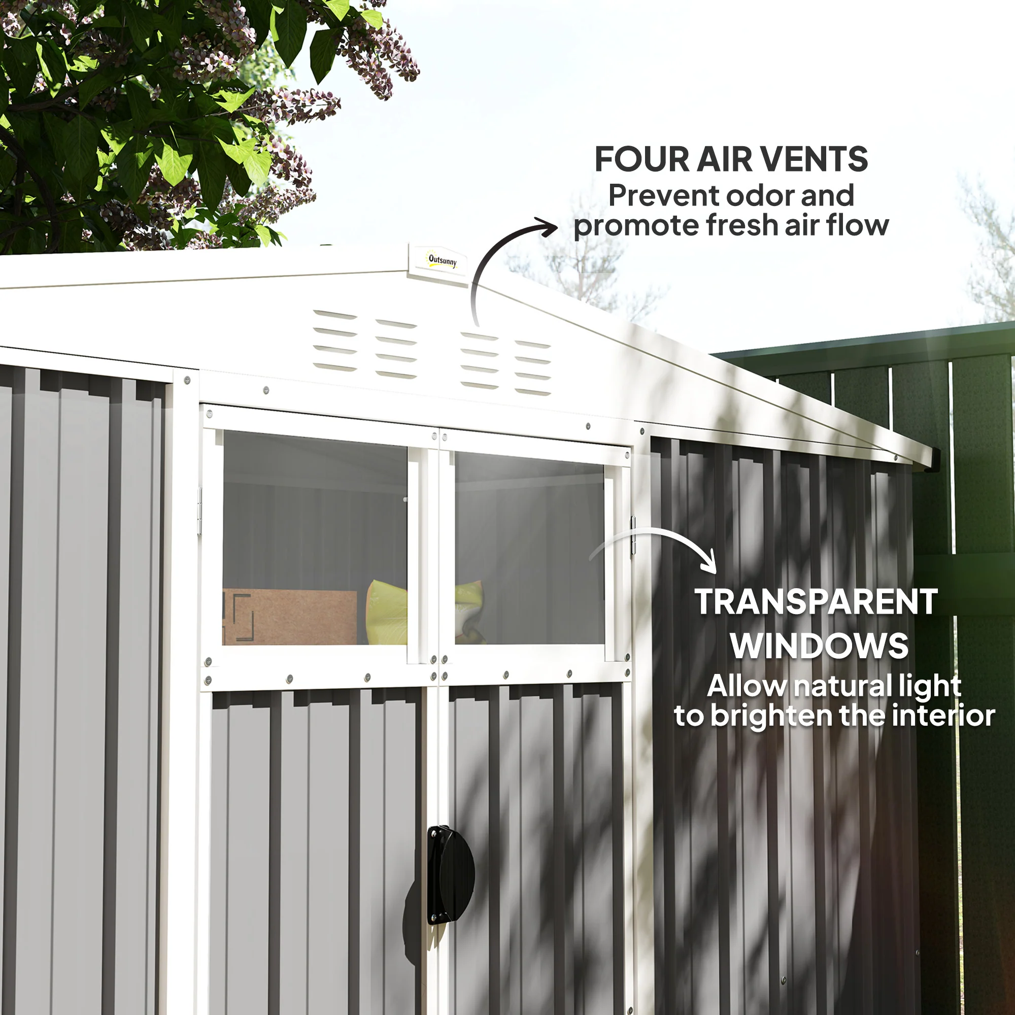 Outsunny 8 x 4 ft Garden Storage Shed, Outdoor Metal Shed - Image 12