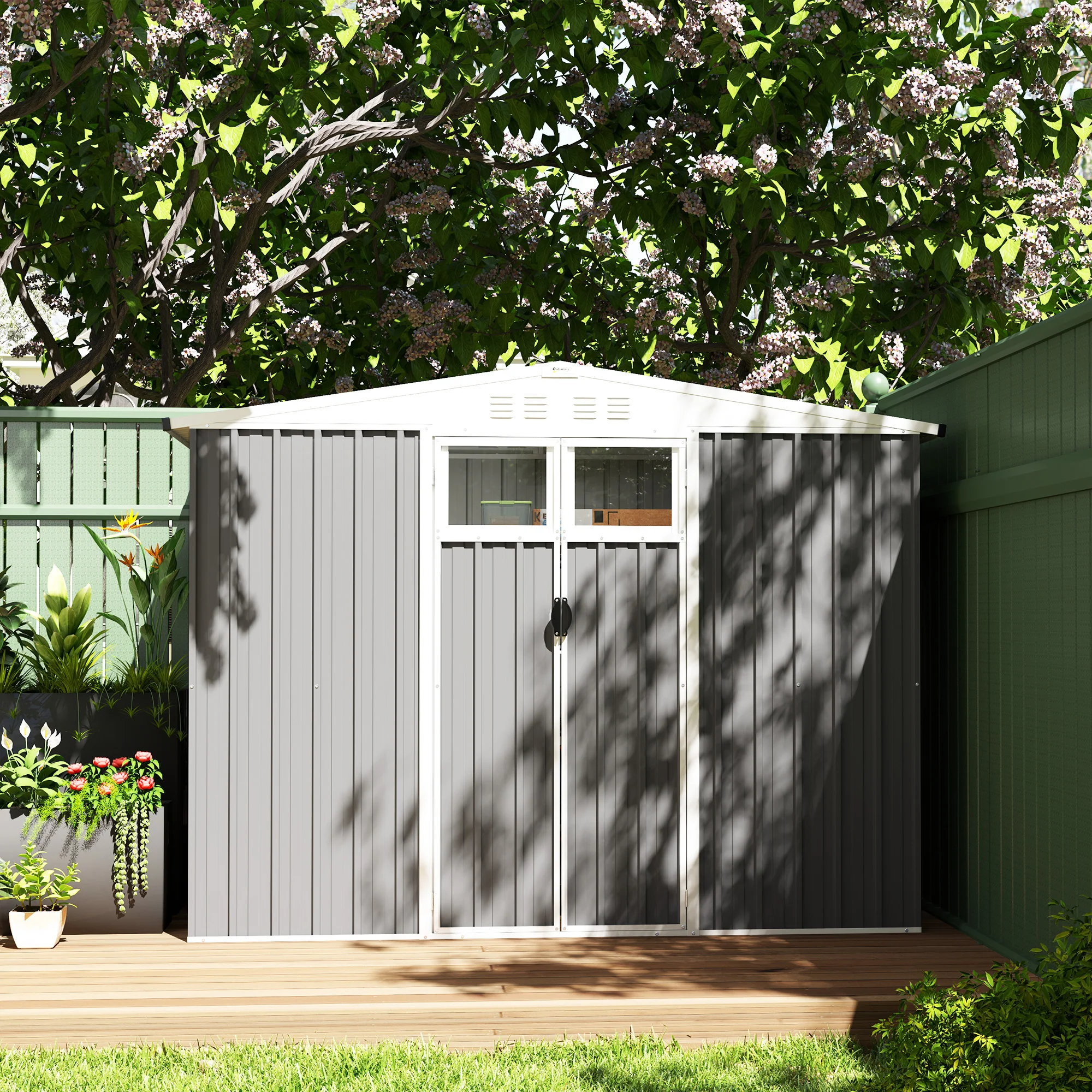 Outsunny 8 x 4 ft Garden Storage Shed, Outdoor Metal Shed - Image 16
