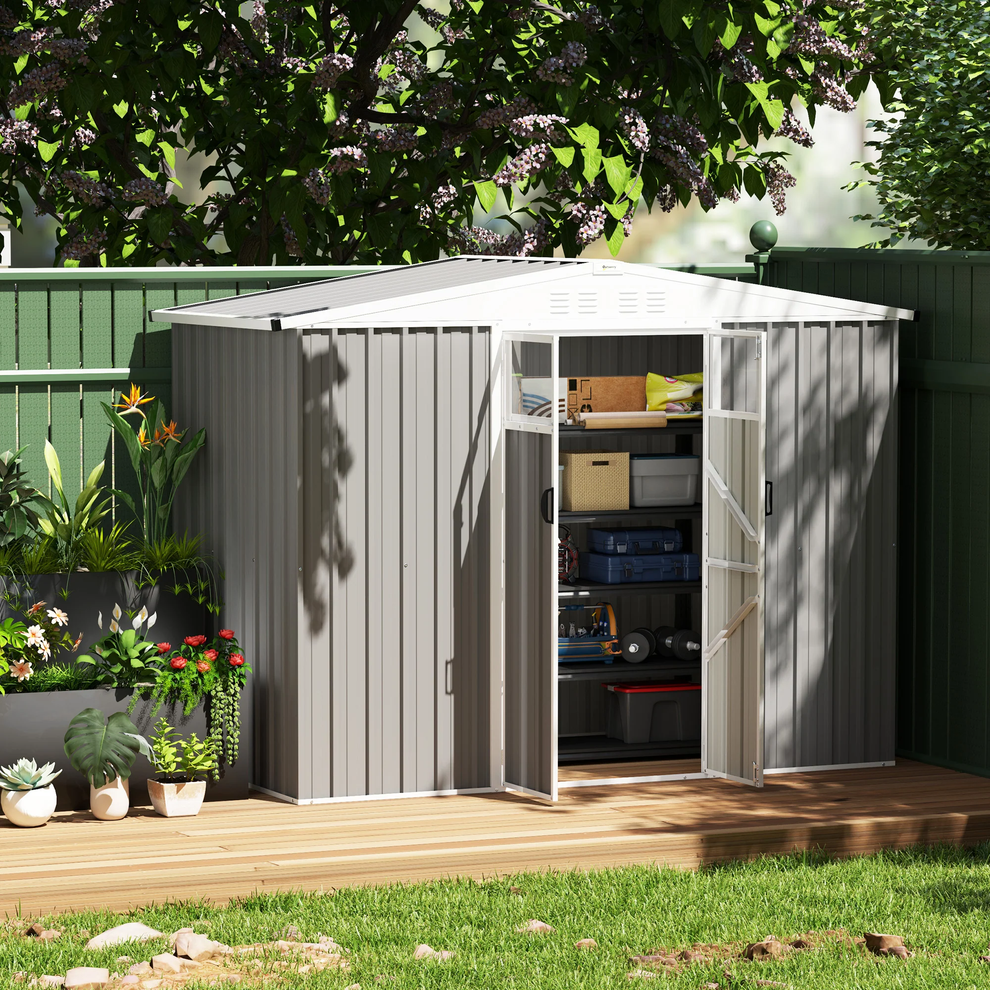 Outsunny 8 x 4 ft Garden Storage Shed, Outdoor Metal Shed - Image 17