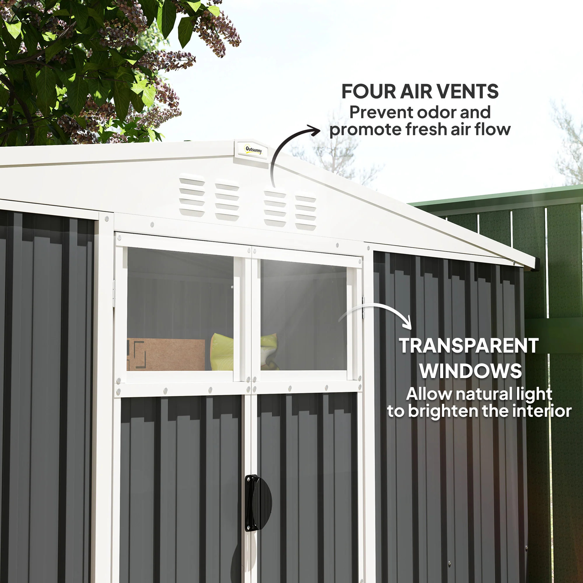 Outsunny 8 x 4 ft Garden Storage Shed, Outdoor Metal Shed - Image 3