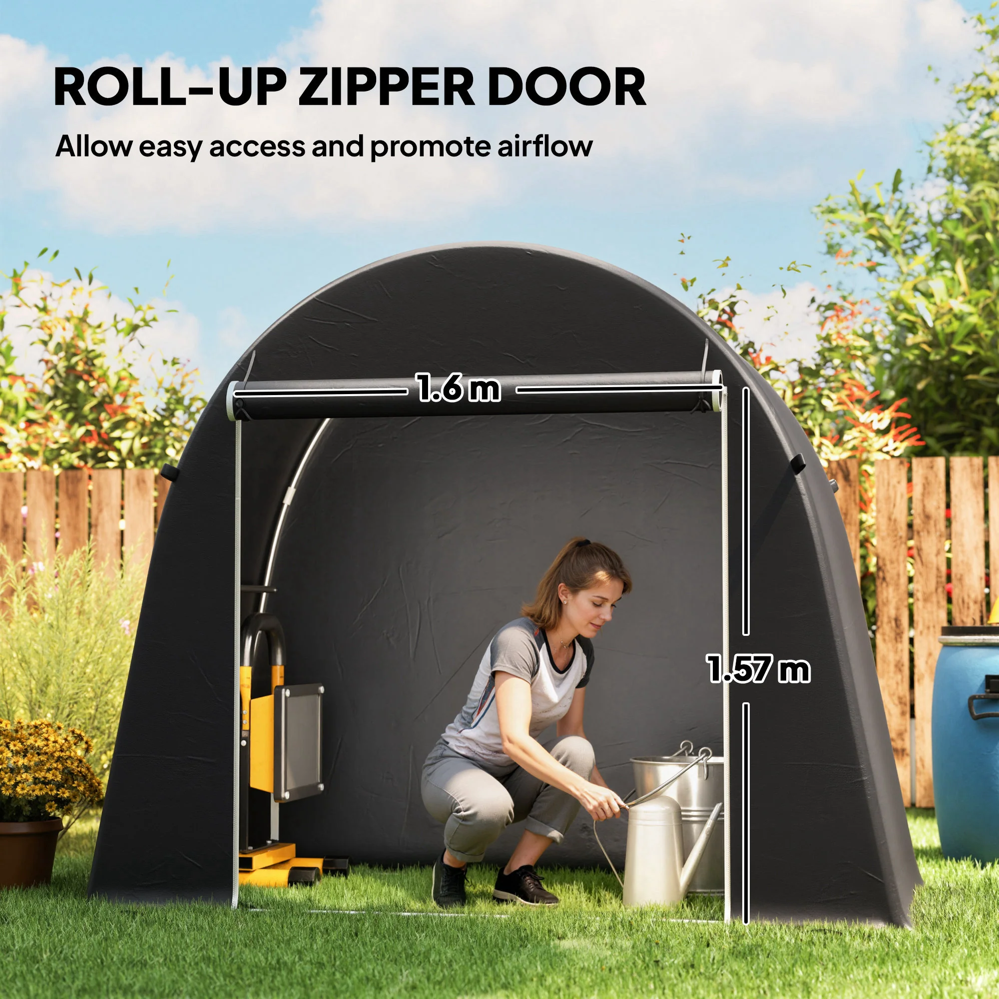 Outsunny 8 x 4 ft Garden Storage Shed Tent Bike Tent, Dark Grey - Image 6