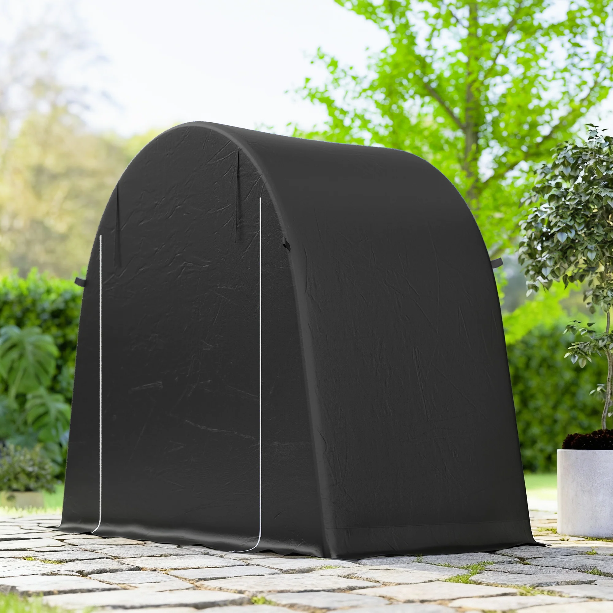 Outsunny 8 x 4 ft Garden Storage Shed Tent Bike Tent, Dark Grey - Image 9