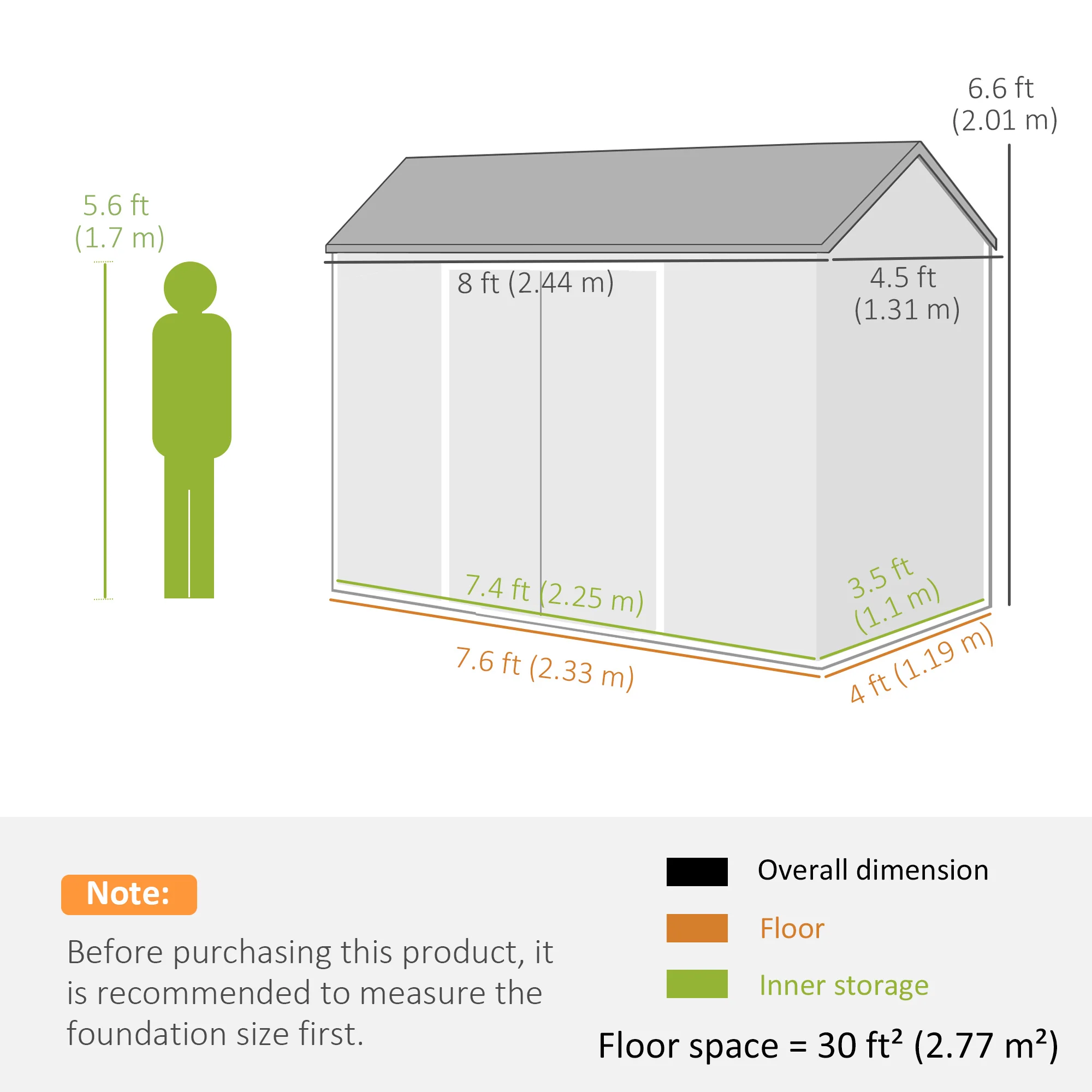 Outsunny 8 X 4 Ft Resin Garden Shed With Floor, Lockable Doors, Dark Grey - Image 3