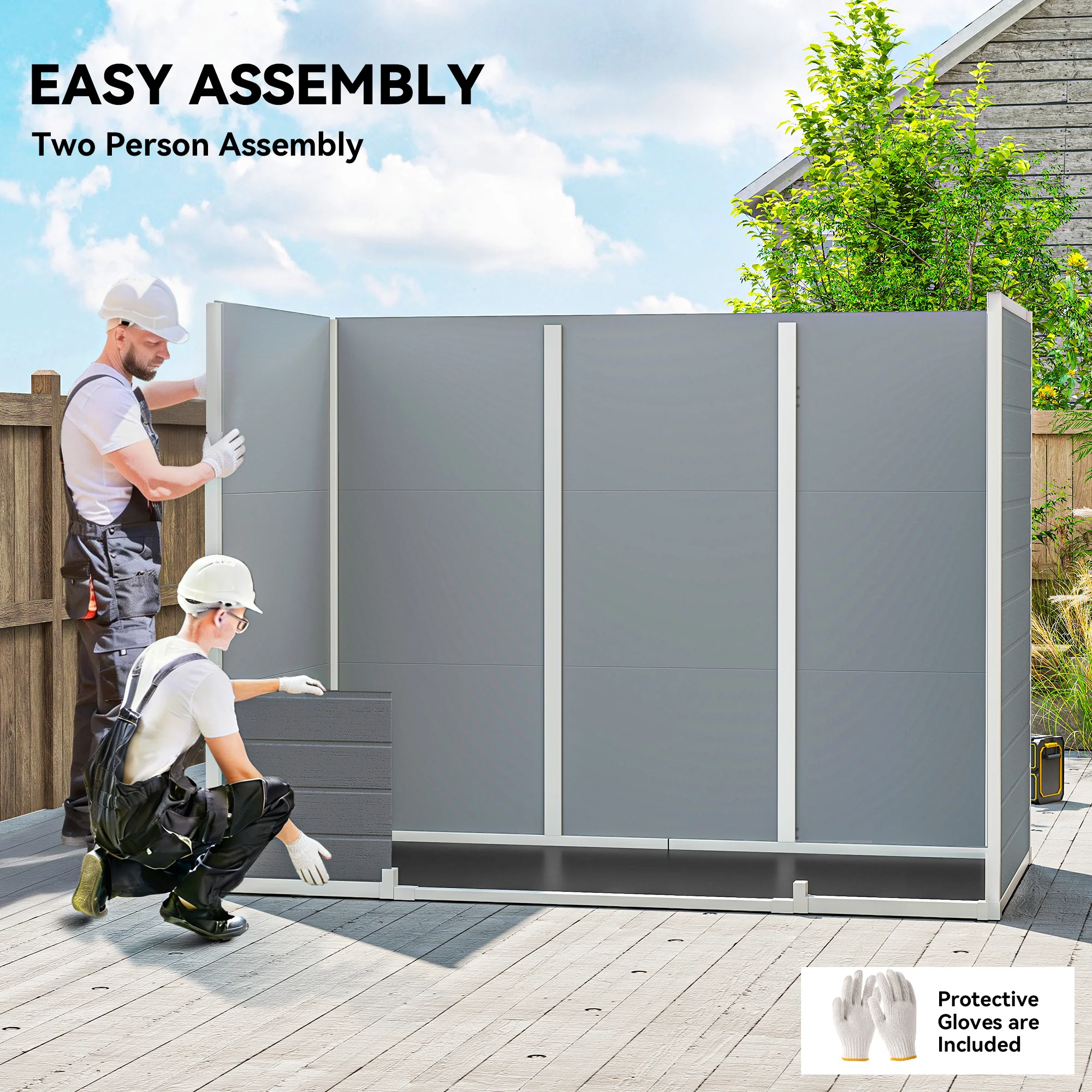 Outsunny 8 X 4 Ft Resin Garden Shed With Floor, Lockable Doors, Light Grey - Image 7