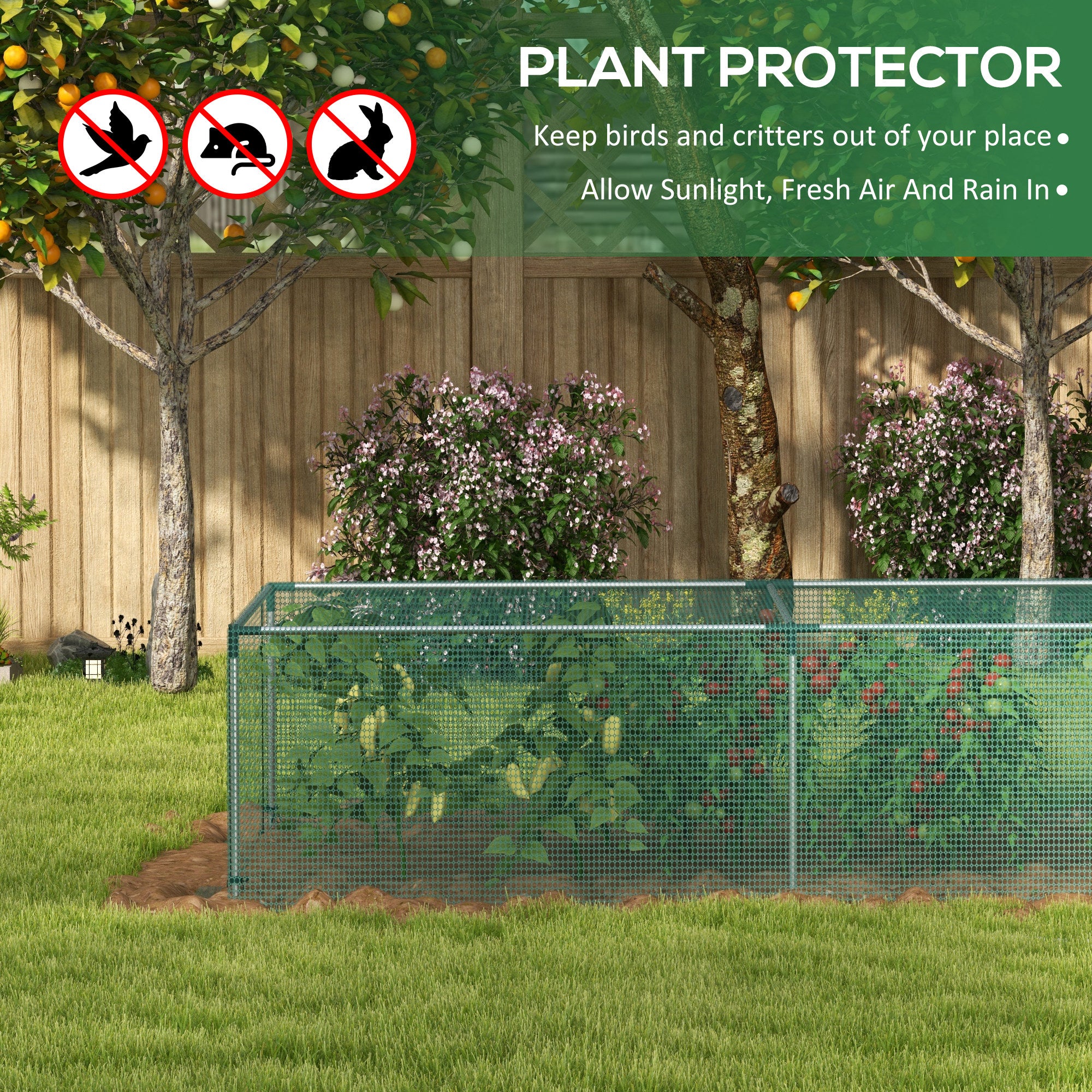 Outsunny 8' x 4' Plant Protection Tent Crop Cage with Door, Green - Image 3