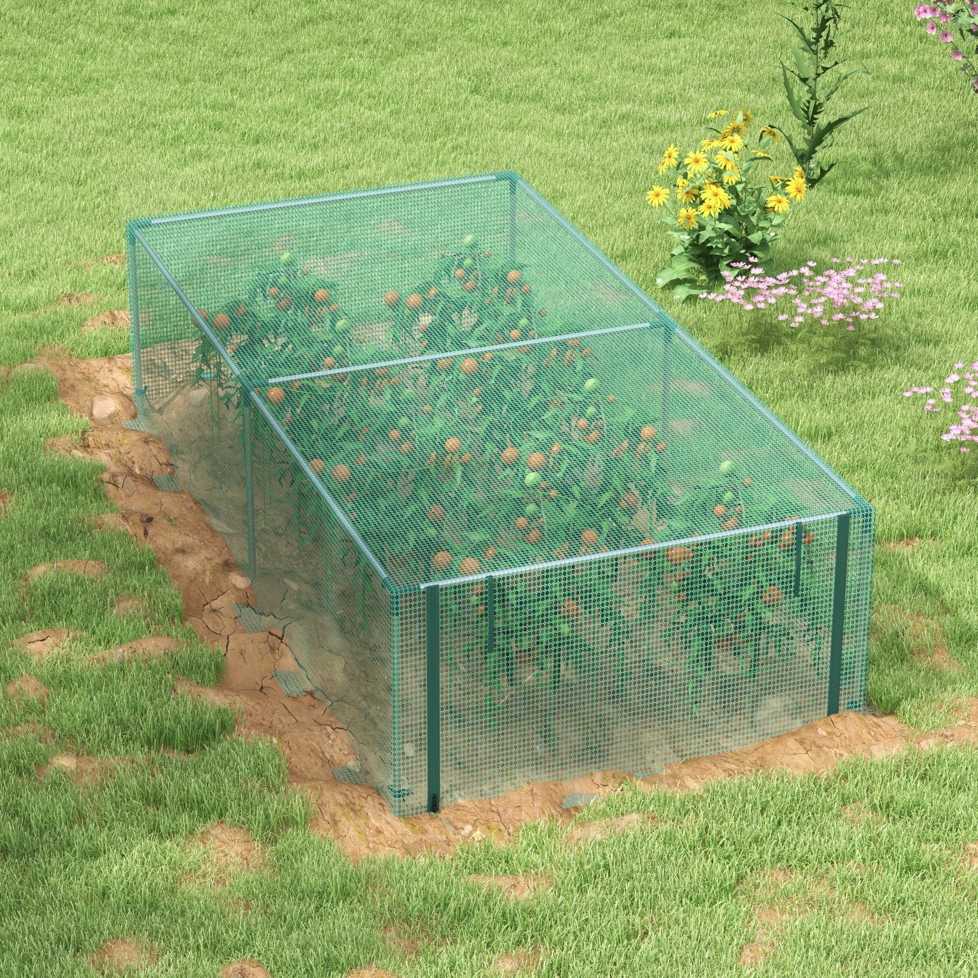 Outsunny 8' x 4' Plant Protection Tent Crop Cage with Door, Green - Image 8