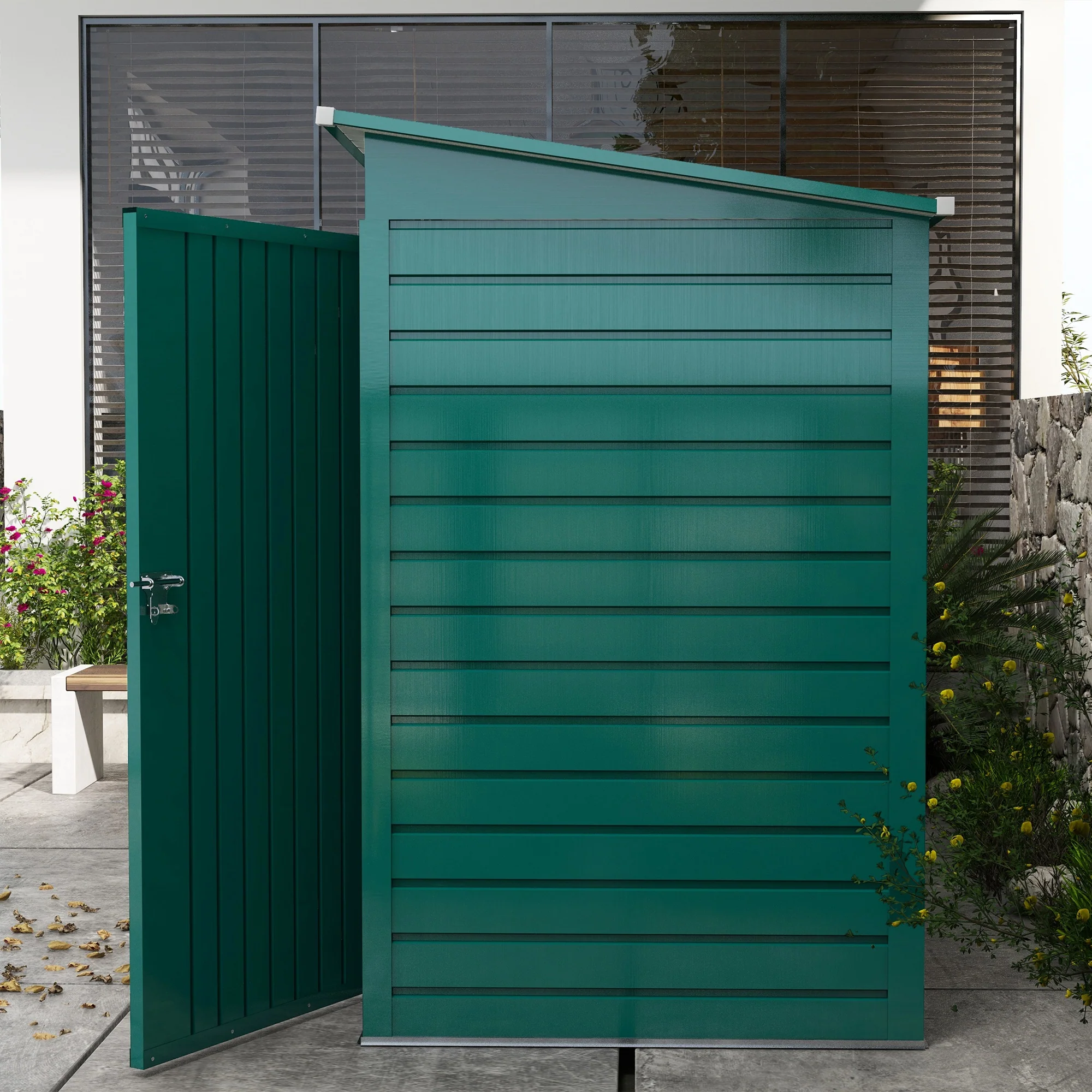 Outsunny 8 x 4FT Metal Garden Storage Shed with Double Doors and 2 Vents, Green - Image 8