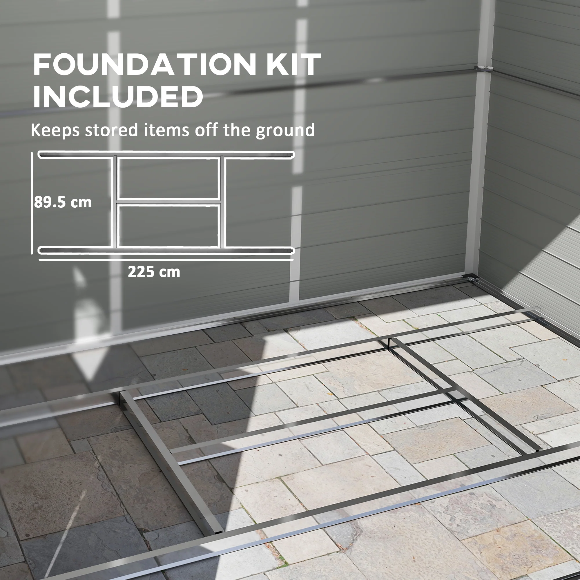 Outsunny 8 X 6ft Garden Shed Storage W/ Foundation Kit, Vents, Light Grey - Image 6