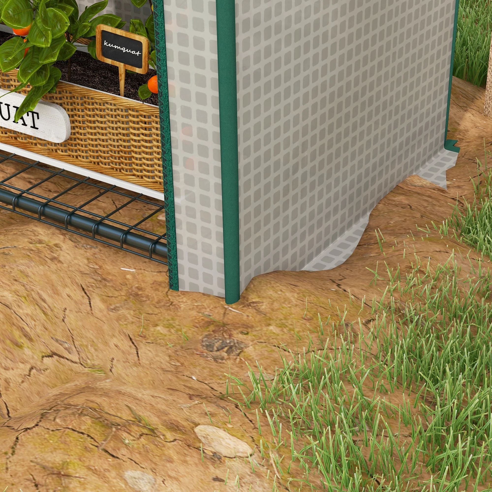 Outsunny 80 x 49 x 160cm Mini Greenhouse Portable Green House with Shelf White - Image 9