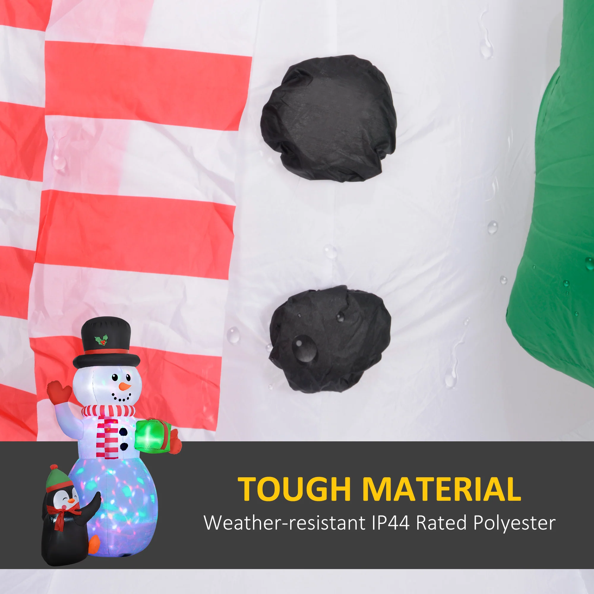 Outsunny 8FT Inflatable Snowman Holding Gift Box W/ Penguin And LED Lights - Image 4