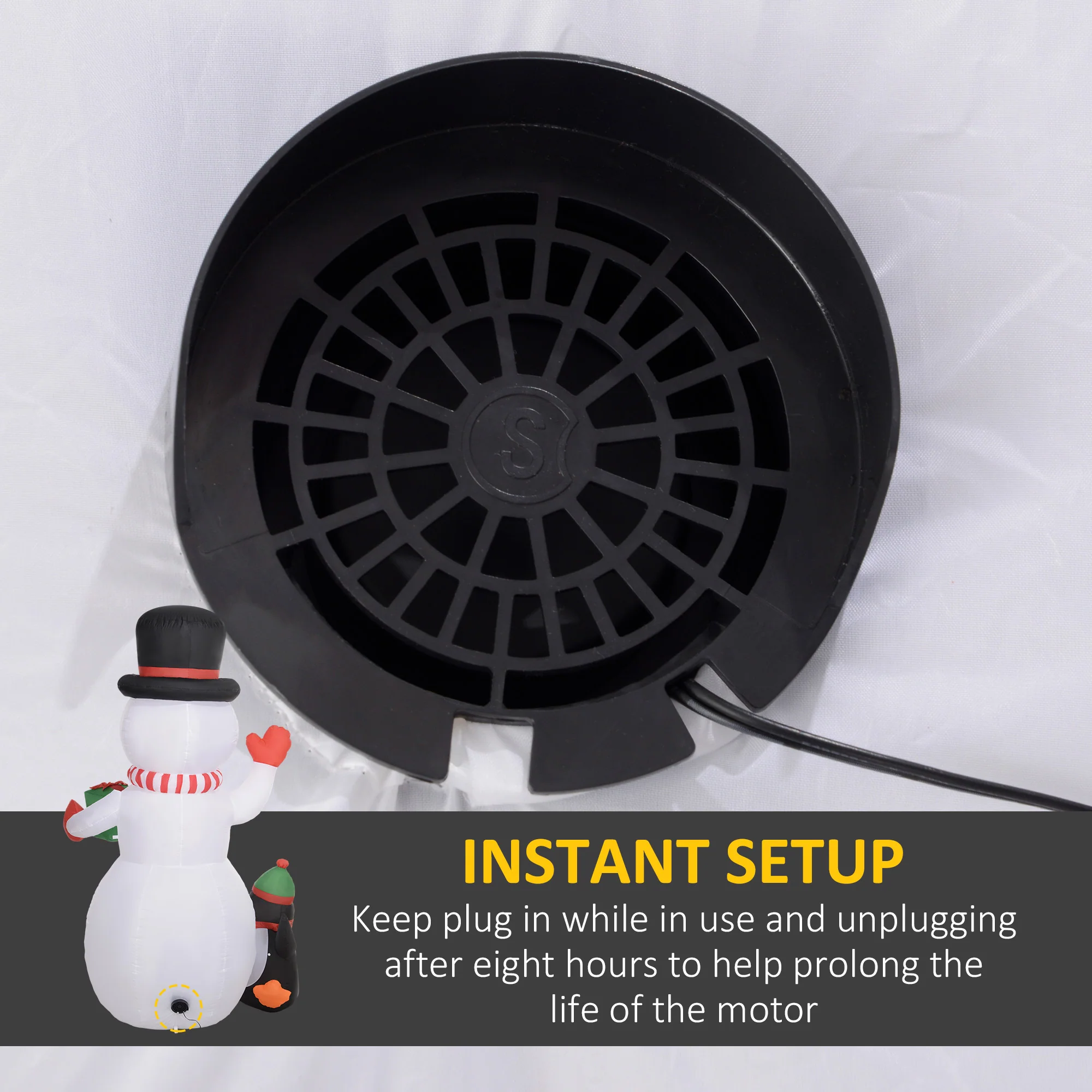 Outsunny 8FT Inflatable Snowman Holding Gift Box W/ Penguin And LED Lights - Image 6