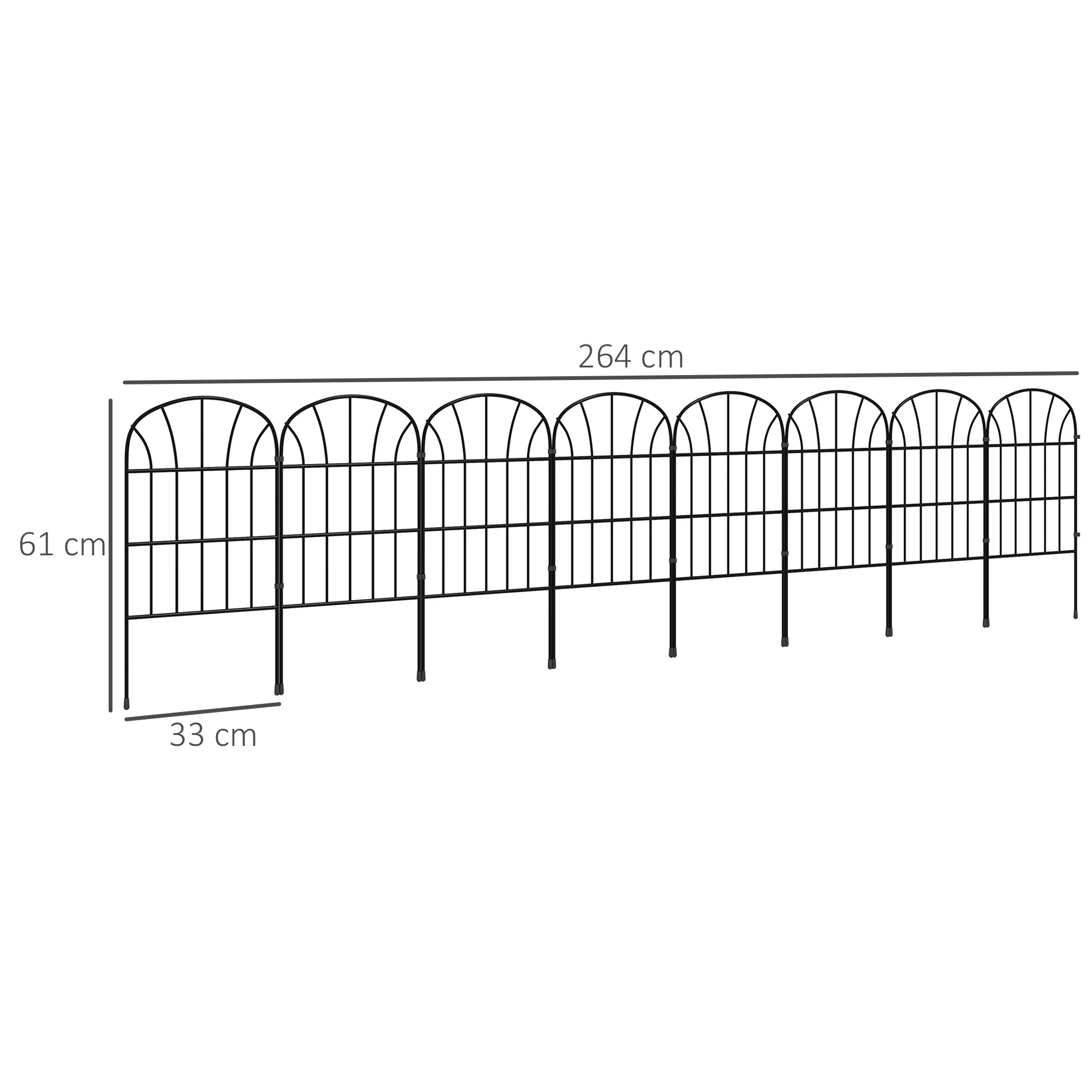 Outsunny 8PCs Decorative Garden Fencing 24in x 8.7ft Metal Border Edging - Image 5