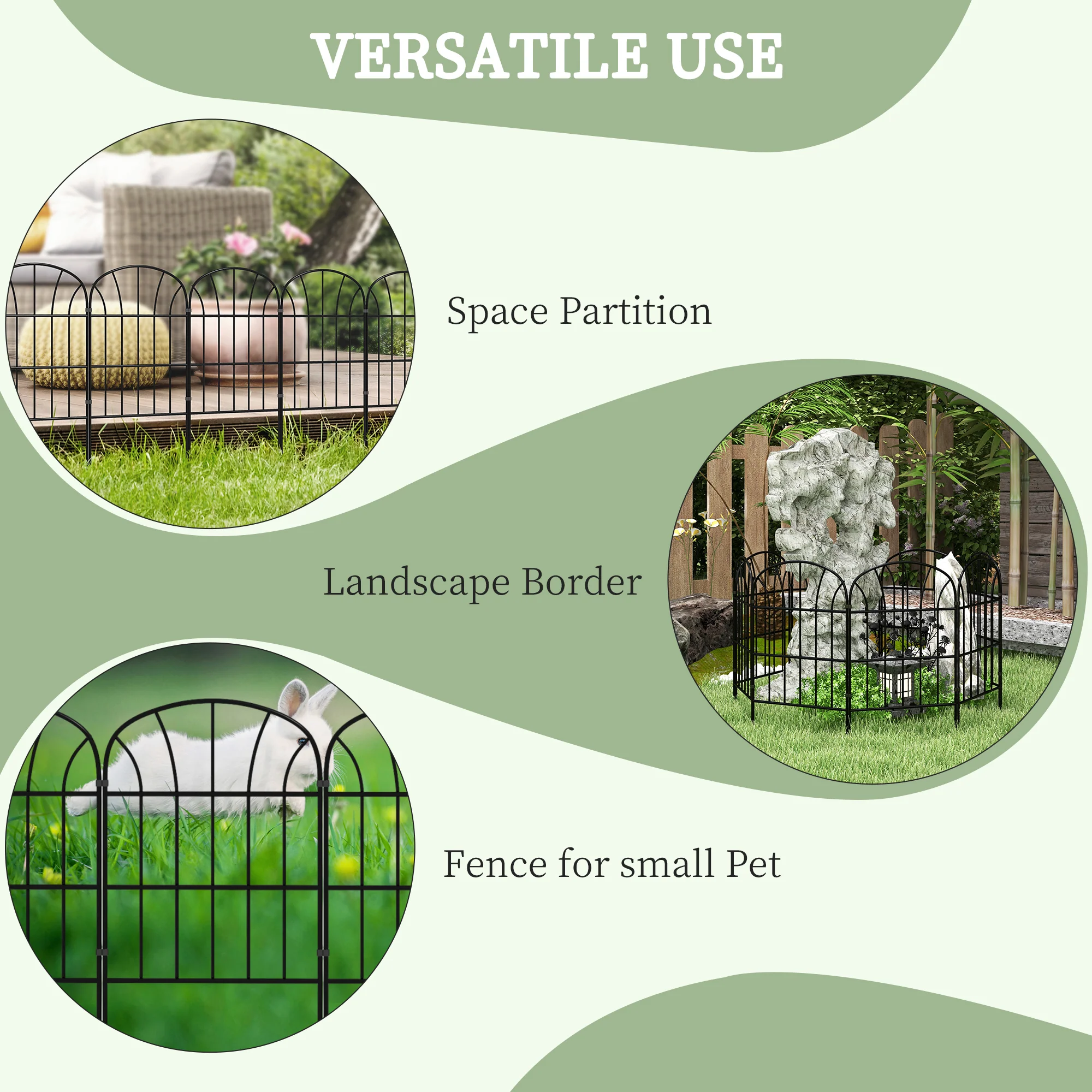 Outsunny 8PCs Decorative Garden Fencing 24in x 8.7ft Metal Border Edging - Image 6