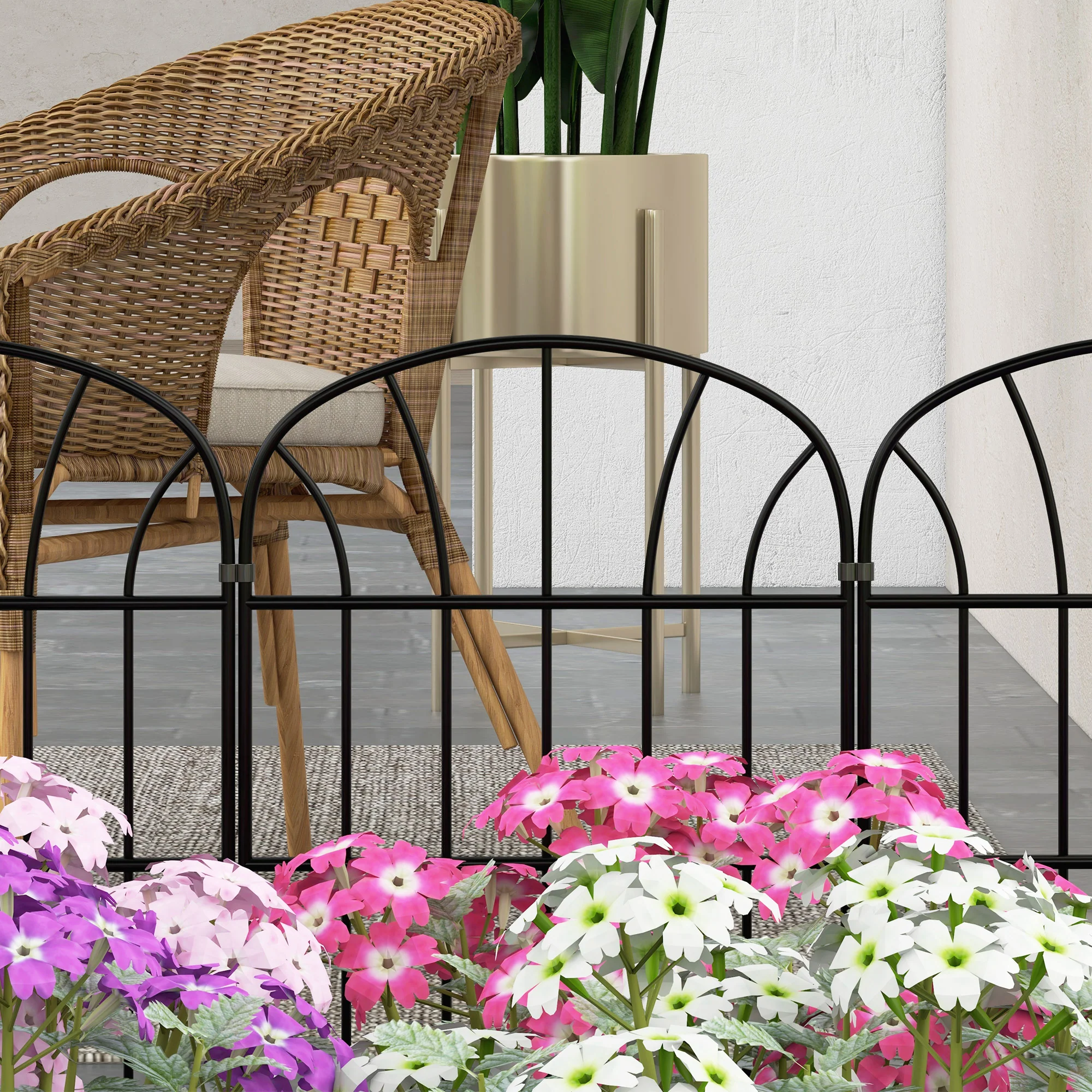 Outsunny 8PCs Decorative Garden Fencing 24in x 8.7ft Metal Border Edging - Image 8