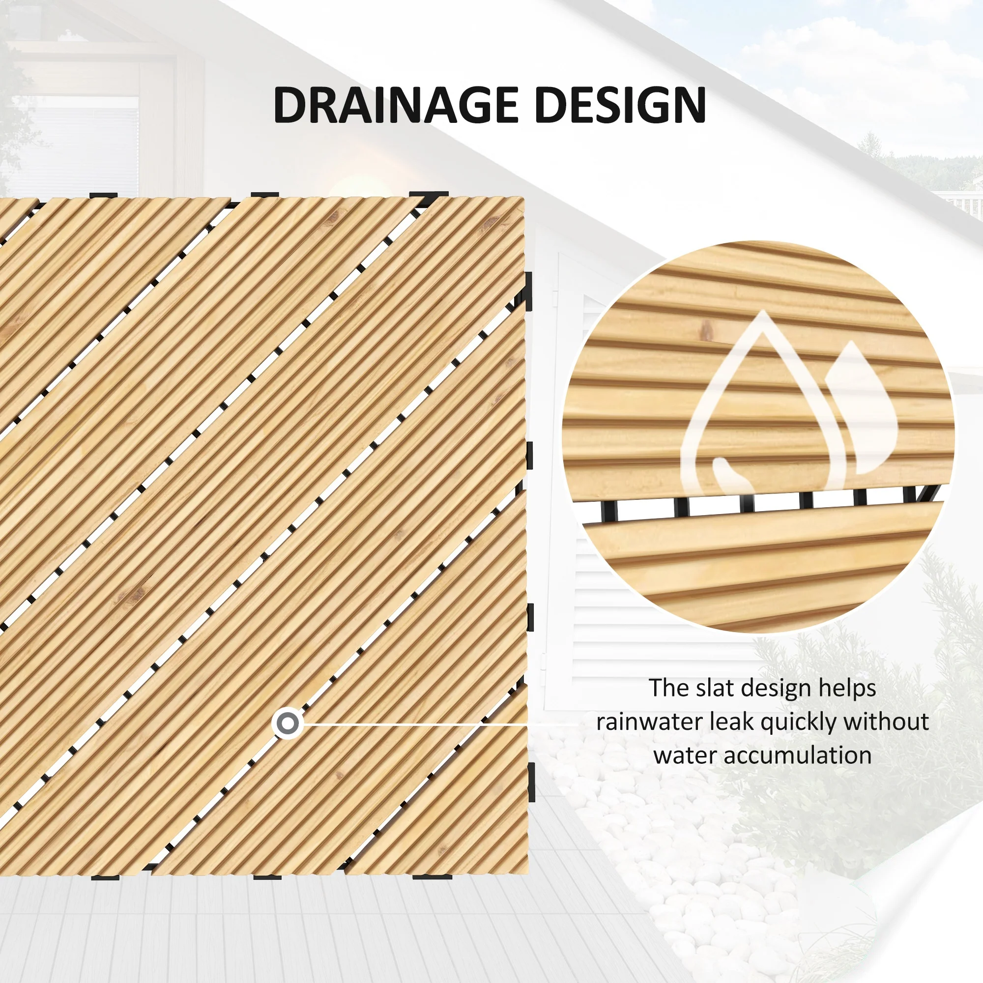Outsunny 9 Pcs Interlocking Flooring Tiles for Patio, Balcony, Hot Tub, Yellow - Image 4