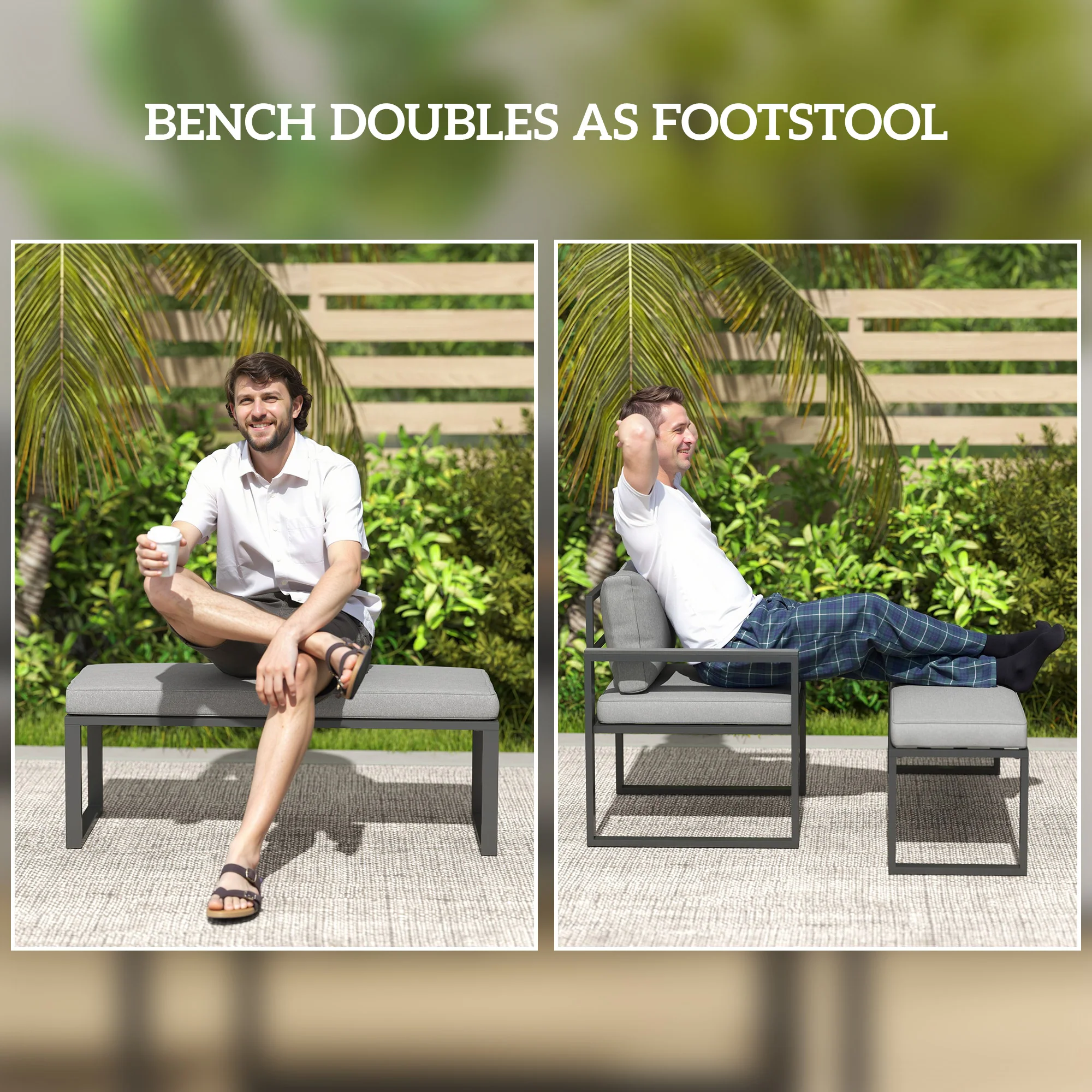 Outsunny 9 Seater Outdoor Corner Sofa Set with Wide and Deep Seats - Image 7