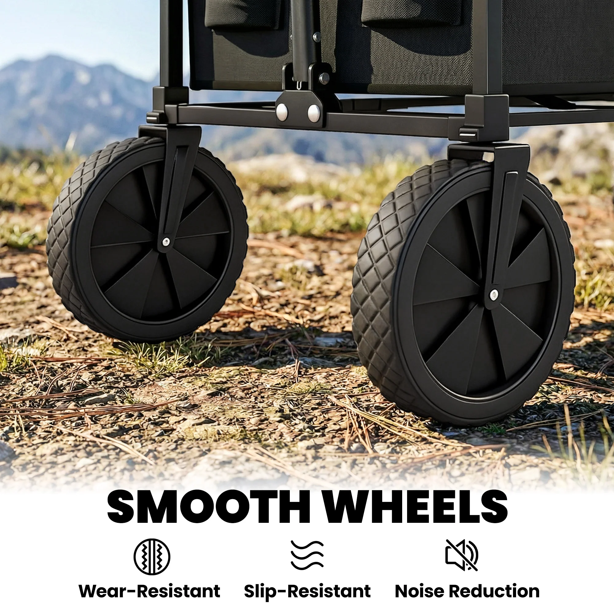 Outsunny 95L Foldable Festival Trolley on Wheels, Black - Image 8
