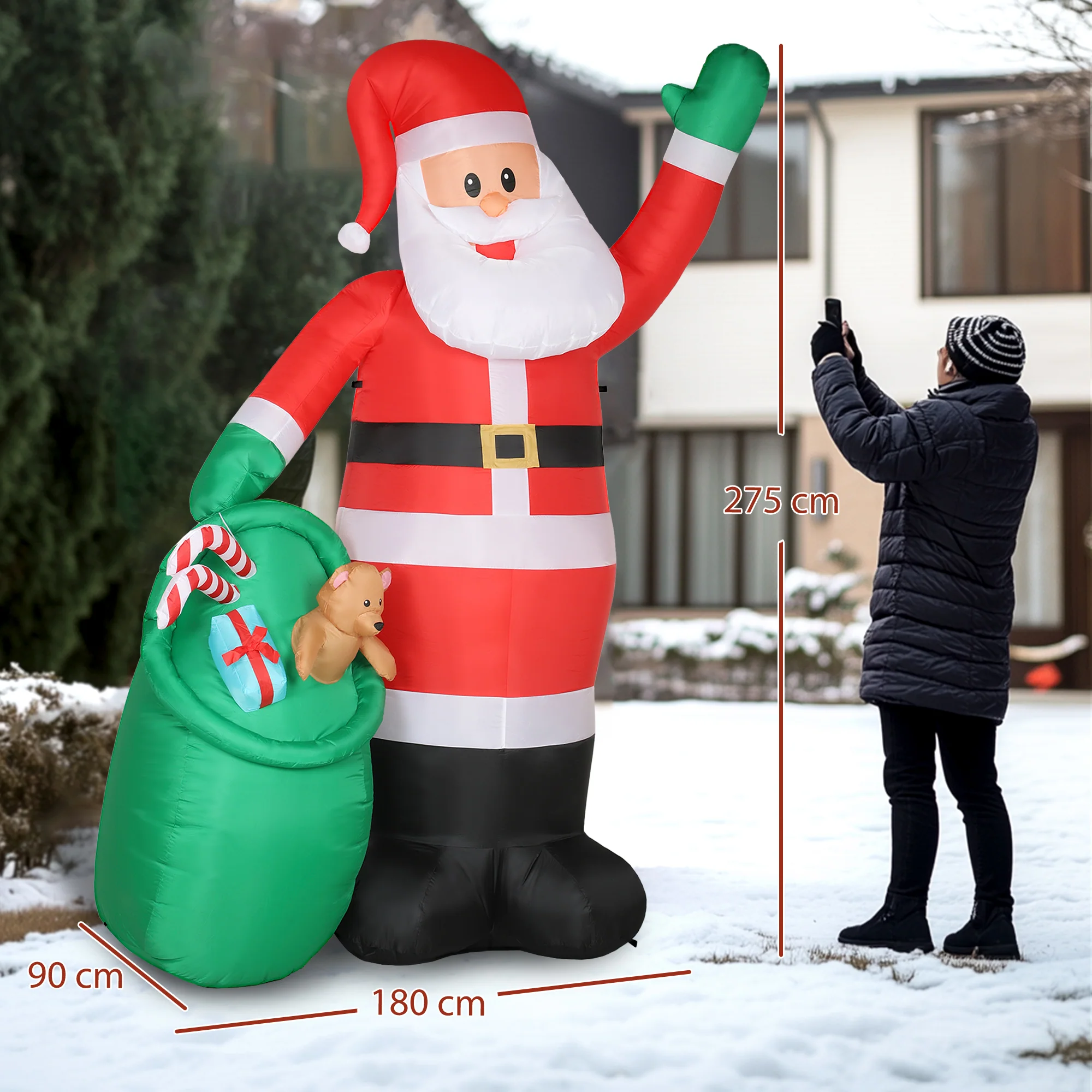 Outsunny 9ft Giant Christmas Blow Up Decoration with Built-in LED Lights - Image 3