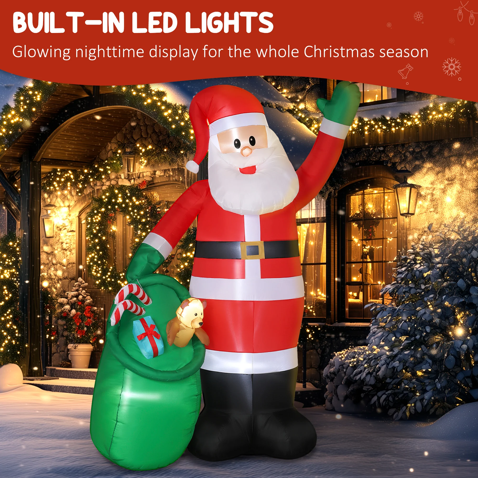 Outsunny 9ft Giant Christmas Blow Up Decoration with Built-in LED Lights - Image 4